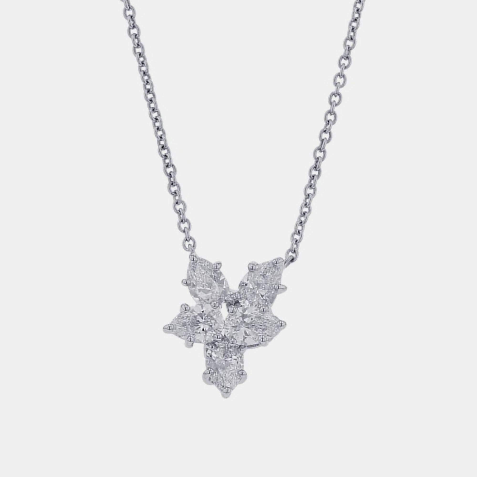 Pre Owned Harry Winston Winston Cluster Small Platinum and Diamond Pendant Necklace