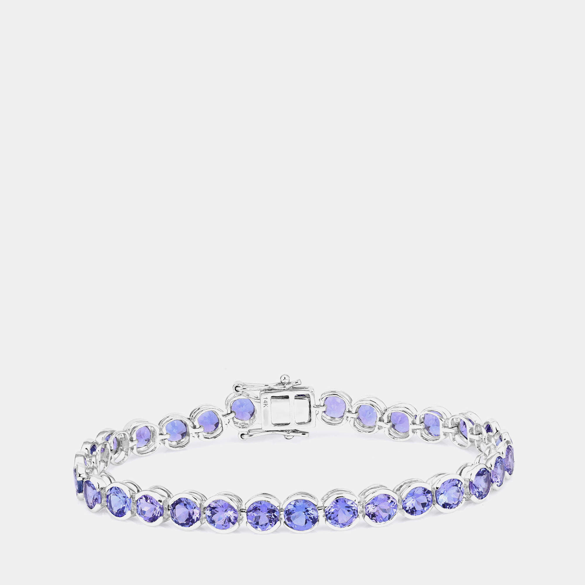 مملوكة مسبقًا 12.60 cts Tanzanite 14K White Gold Tennis Bracelet