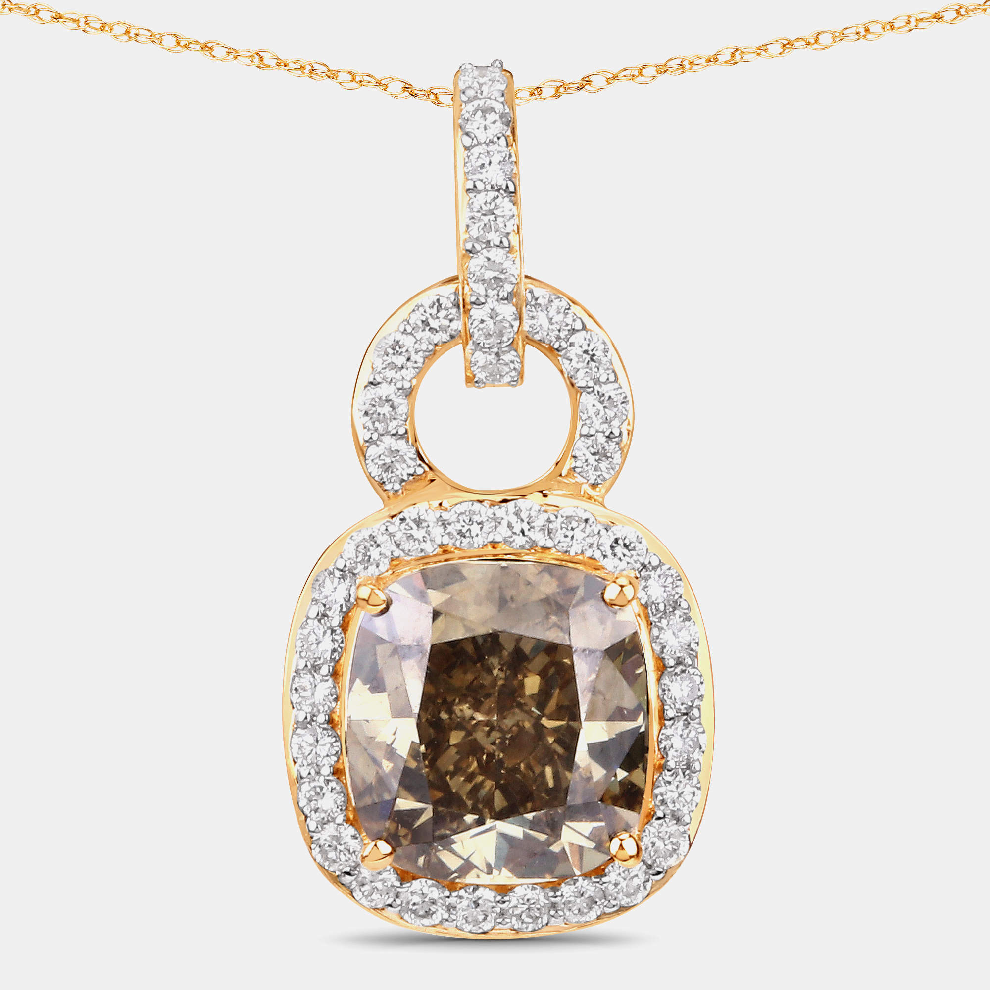 مملوكة مسبقًا 2.50 cts Brown Diamond and Diamond 18K Yellow Gold Statement Pendant