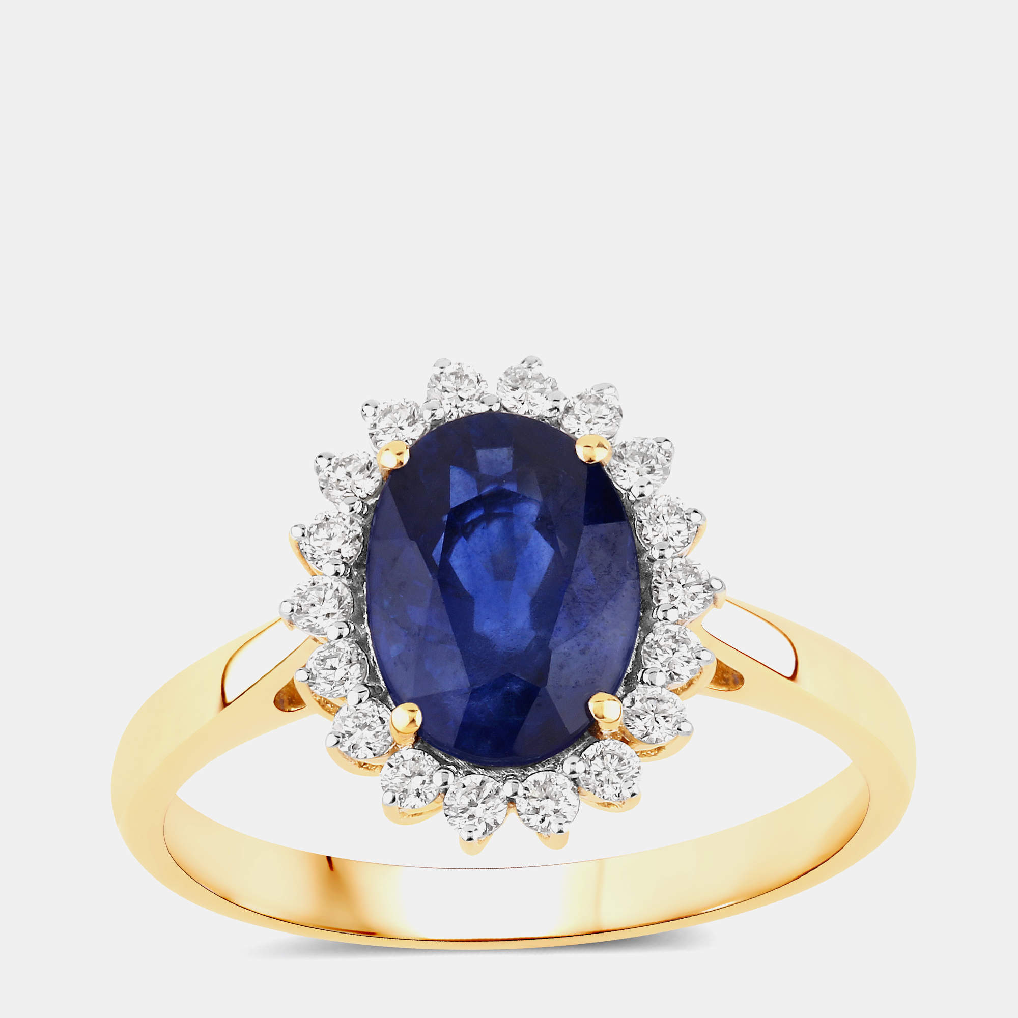 مملوكة مسبقًا 2.36 cts Ceylon Blue Sapphire and Diamond 18K Yellow Gold Halo Ring US Size 7