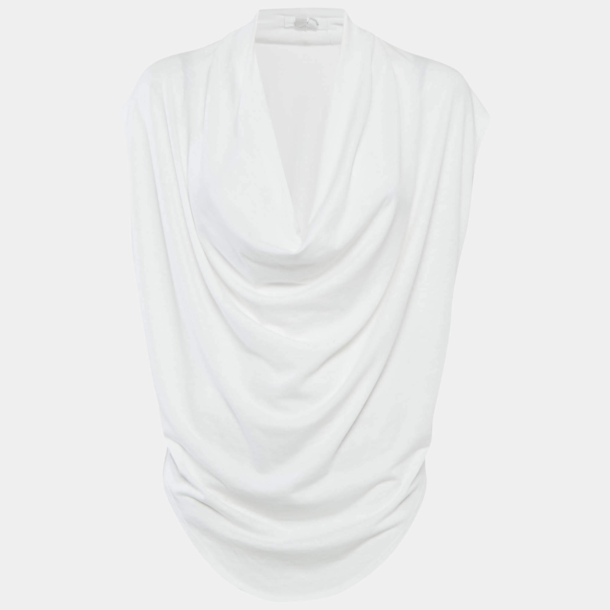 Pre Owned توب غير متماثل هيالوموت لانغ جيرسي أبيض مقاس متوسط - ميديم