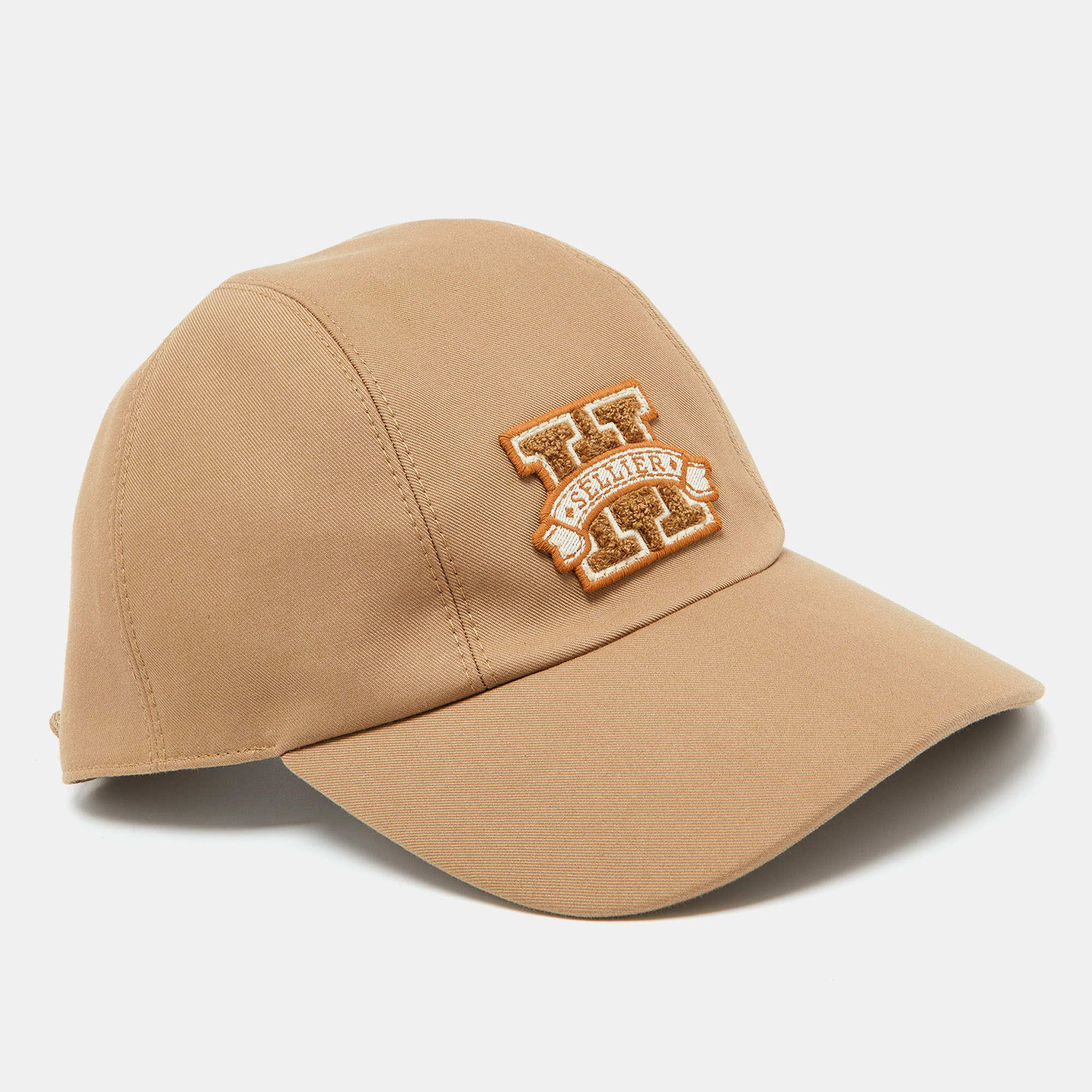 Hermes Camel Beige Davis H Sellier Cotton Baseball Cap Size 57