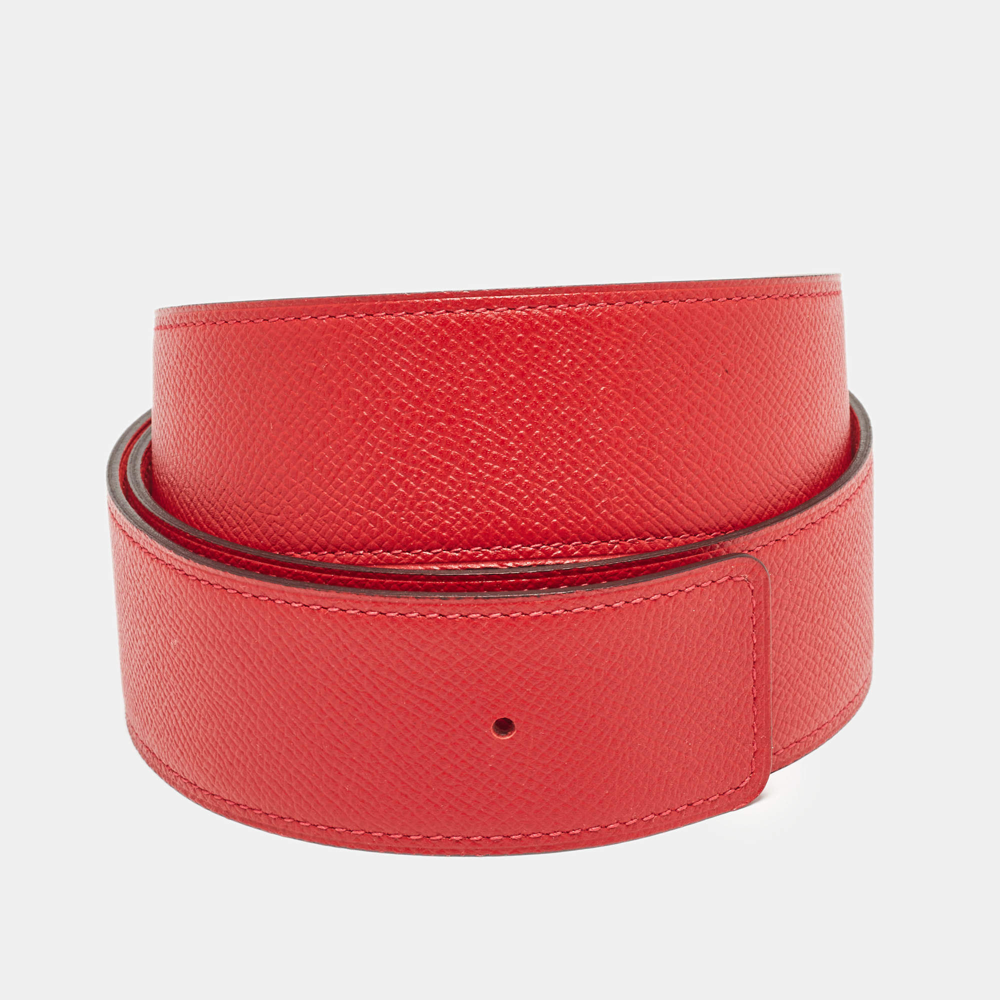 Pre Owned Hermès Rouge Casaque/Jaipur Epsom Leather Reversible Belt Strap 95 CM