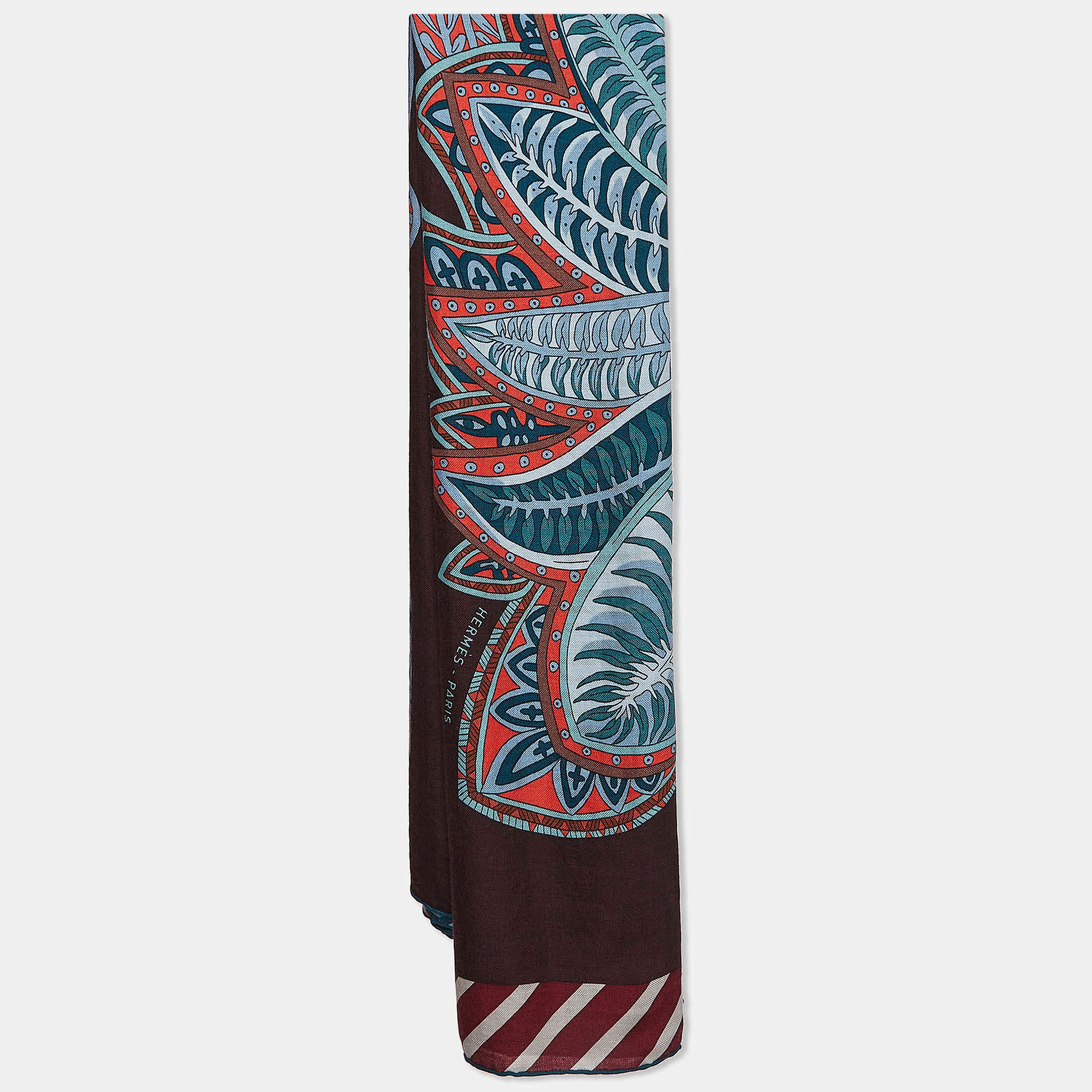 Hermès Multicolor Printed Cashmere Jardin de la Maharani Scarf