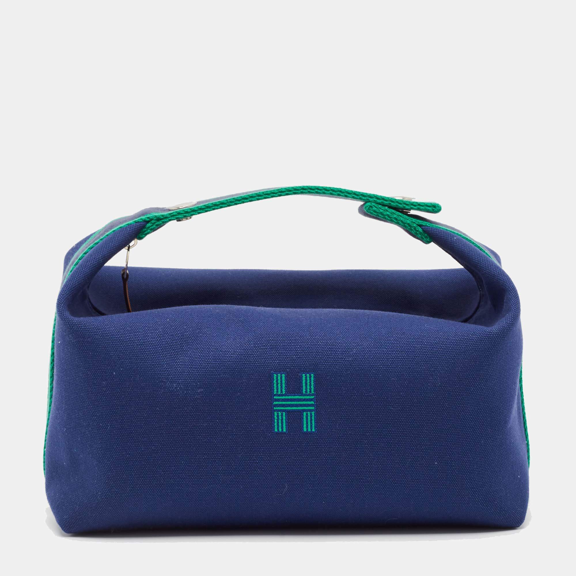 Hermès Marine Canvas Large Bride-a-Brac Pouch
