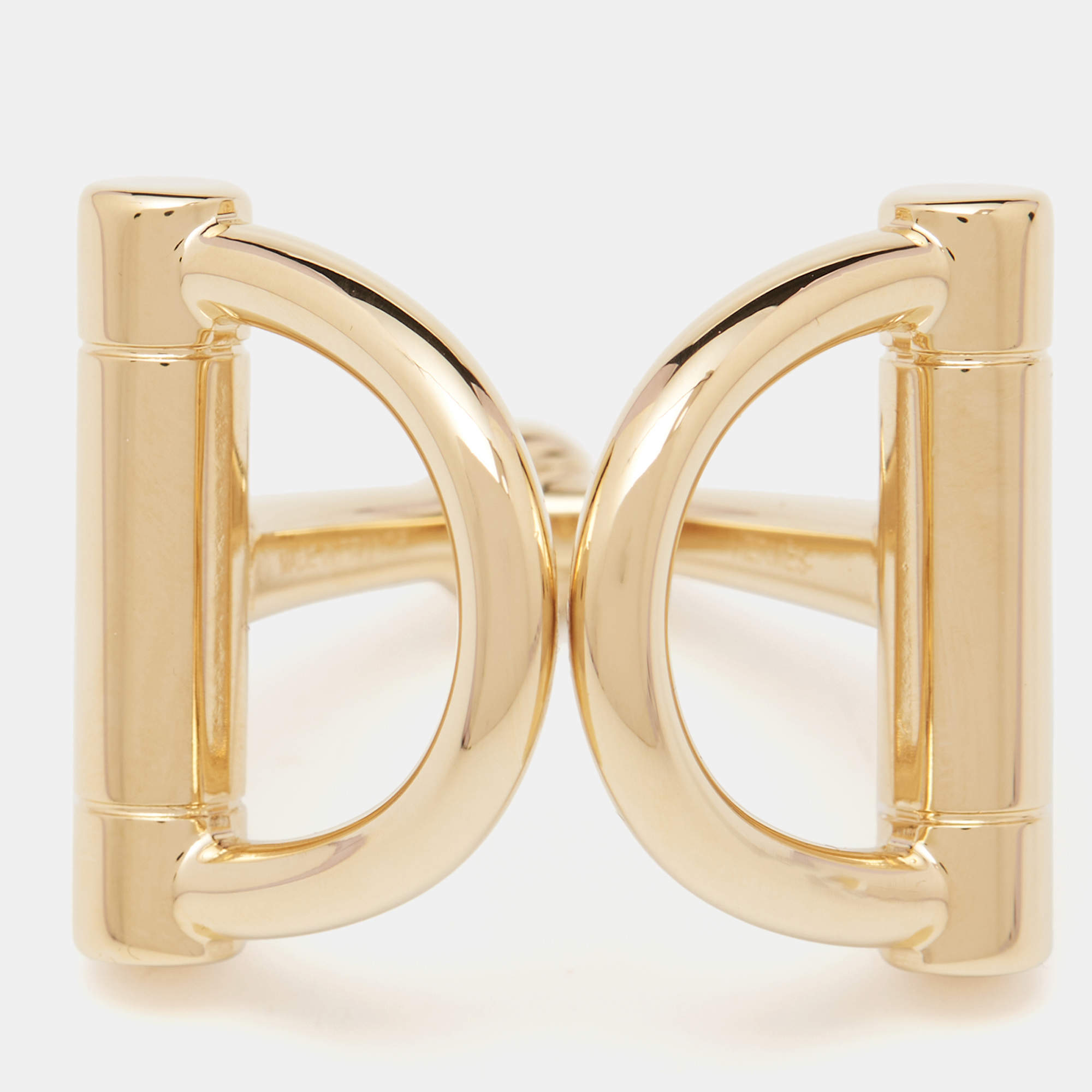 Pre Owned Hermès Double Mors Gold Tone Scarf Ring