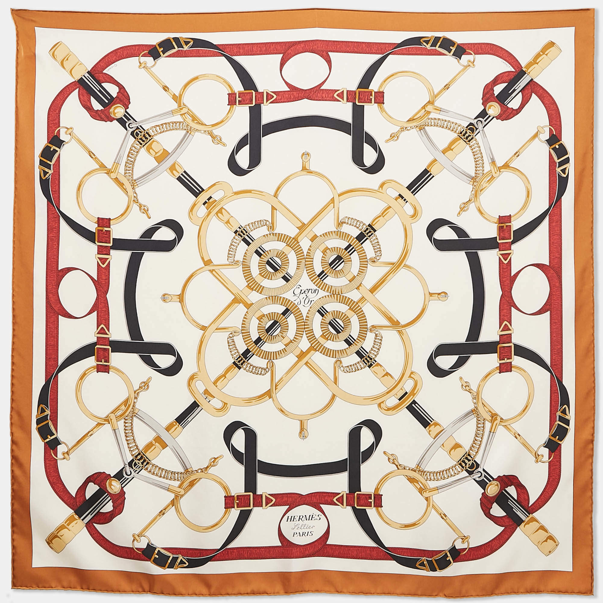 Pre Owned Hermes Multicolor Print Silk Eperon D'or Forever scarf