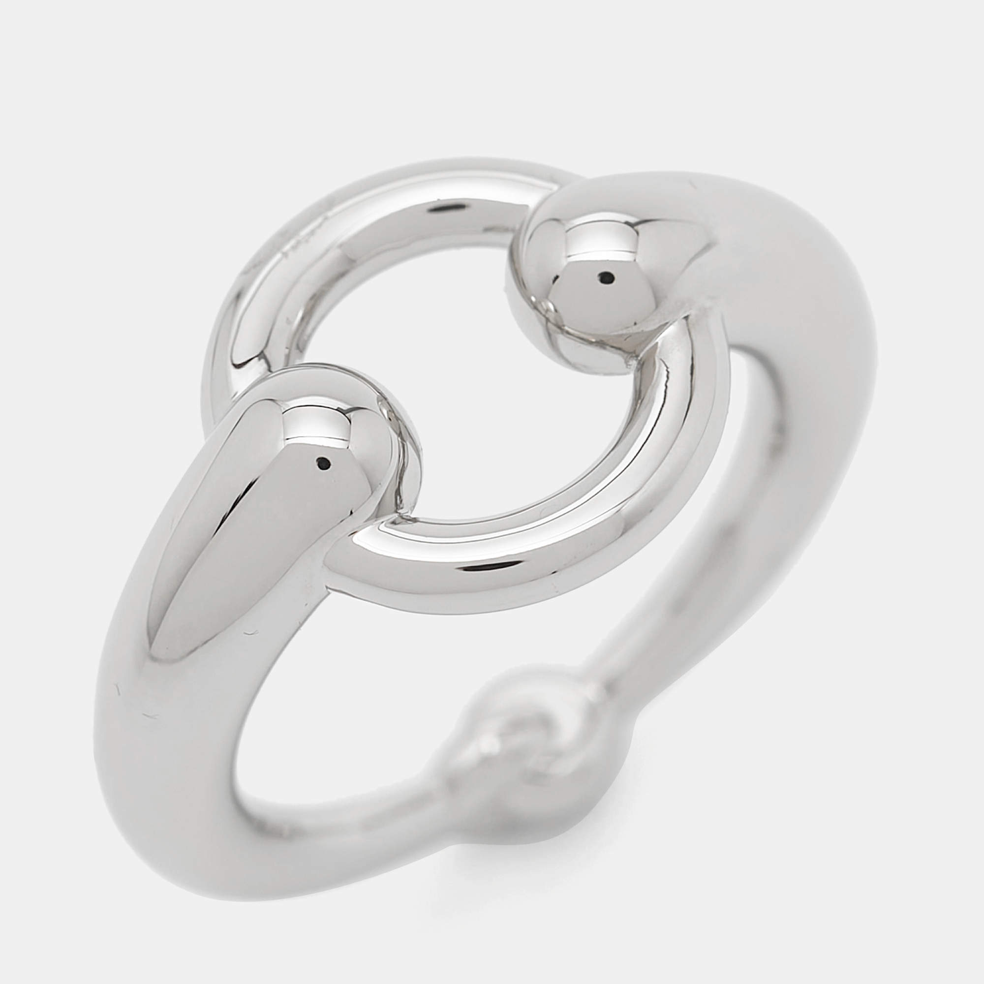 Pre Owned Hermès Mors Palladium Plated Scarf 90 Ring