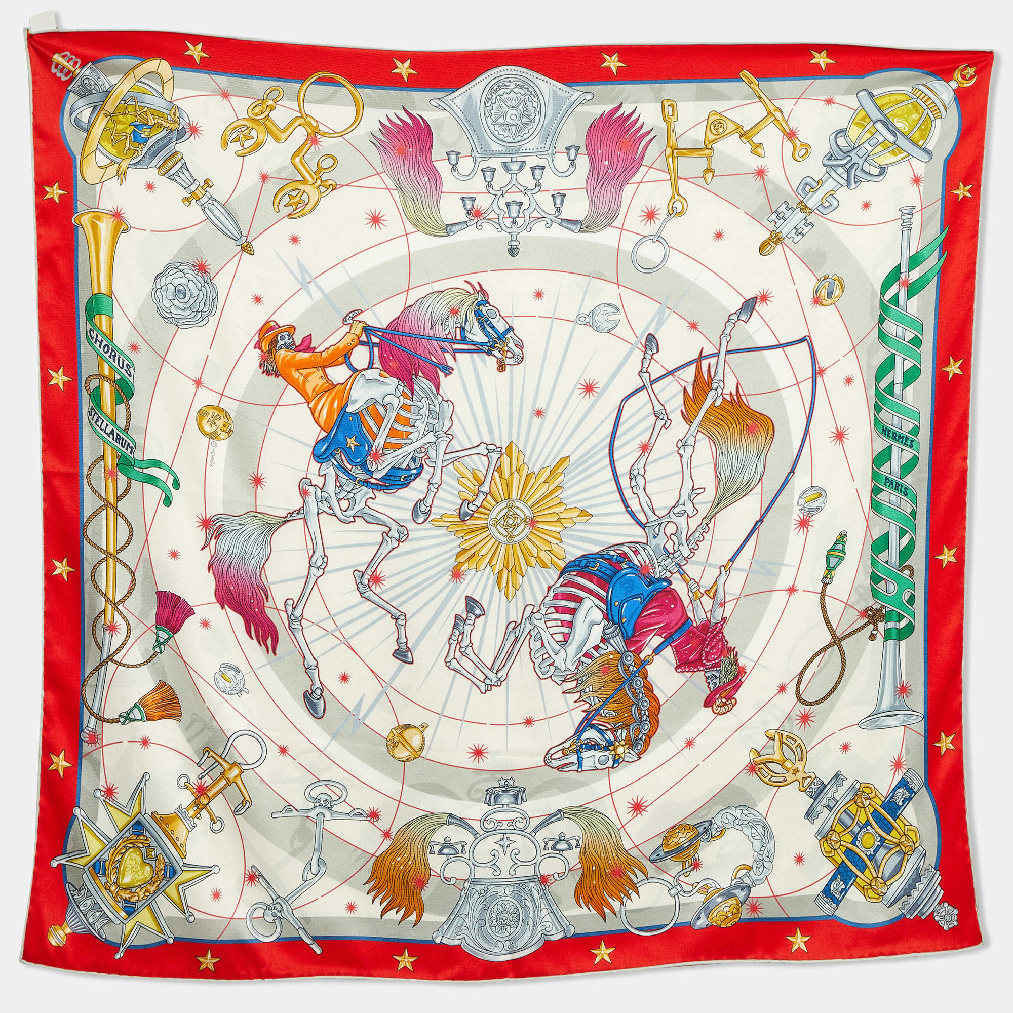 Hermes Multicolor Chorus Stellarum Silk Vintage Scarf