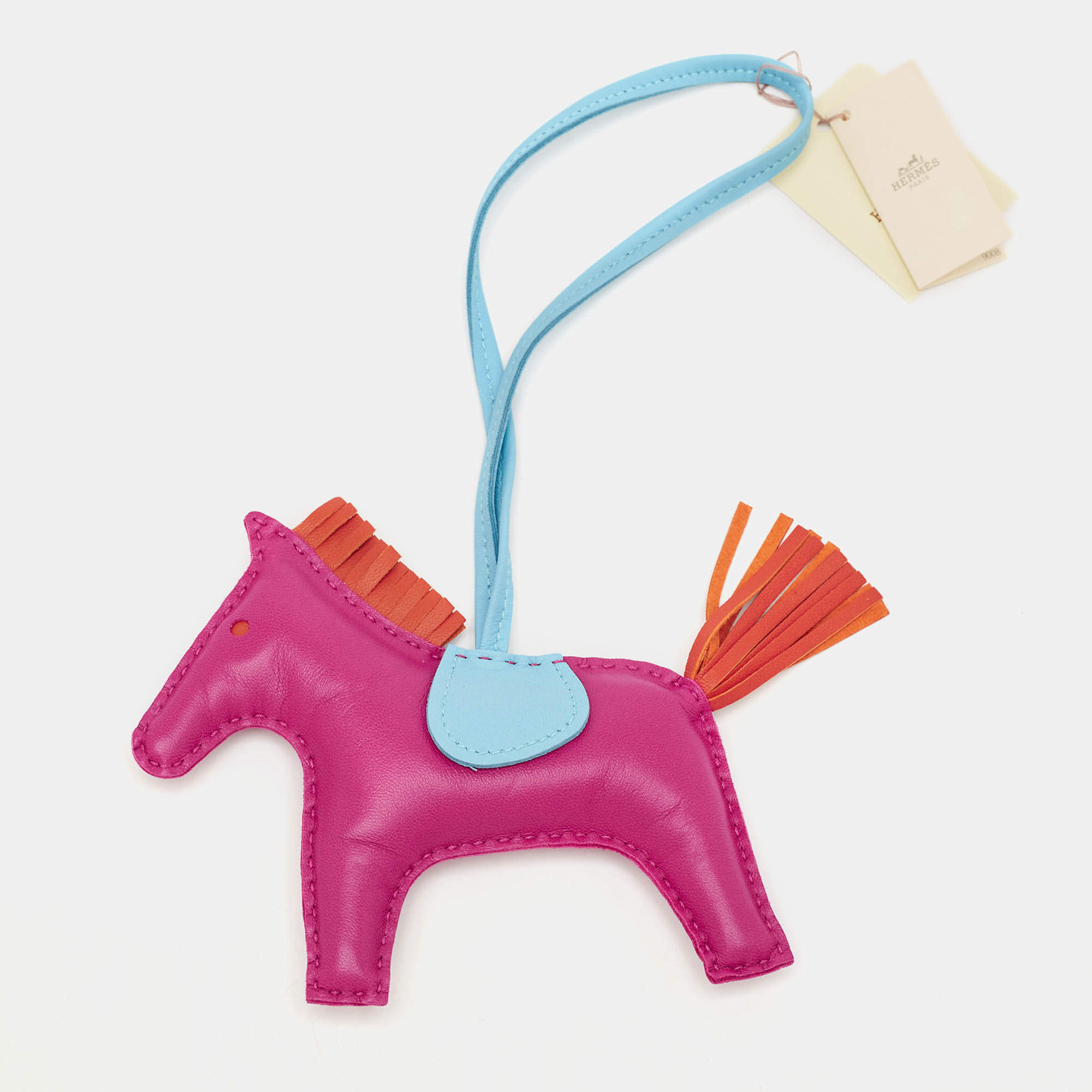 Hermès Rose Pourpre/Cornaline/Celeste Milo Leather GriGri Rodeo Bag Charm MM