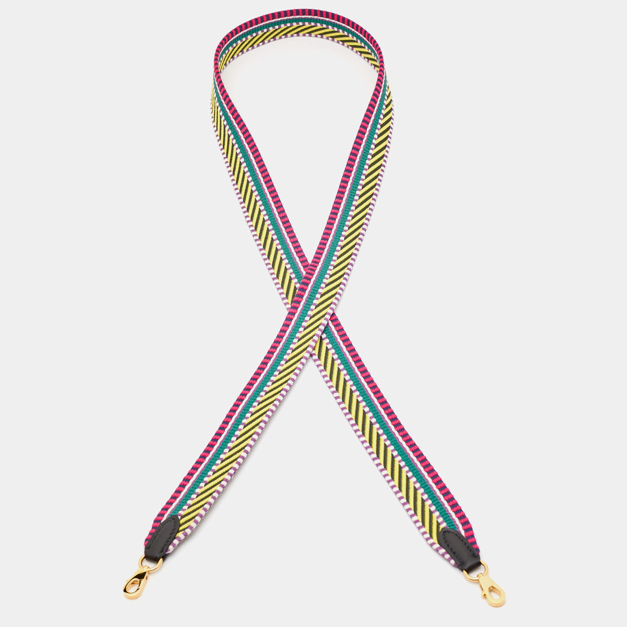 Hermès Multicolore/Noir Canvas and Swift Leather Sangle Cavale Bag Strap