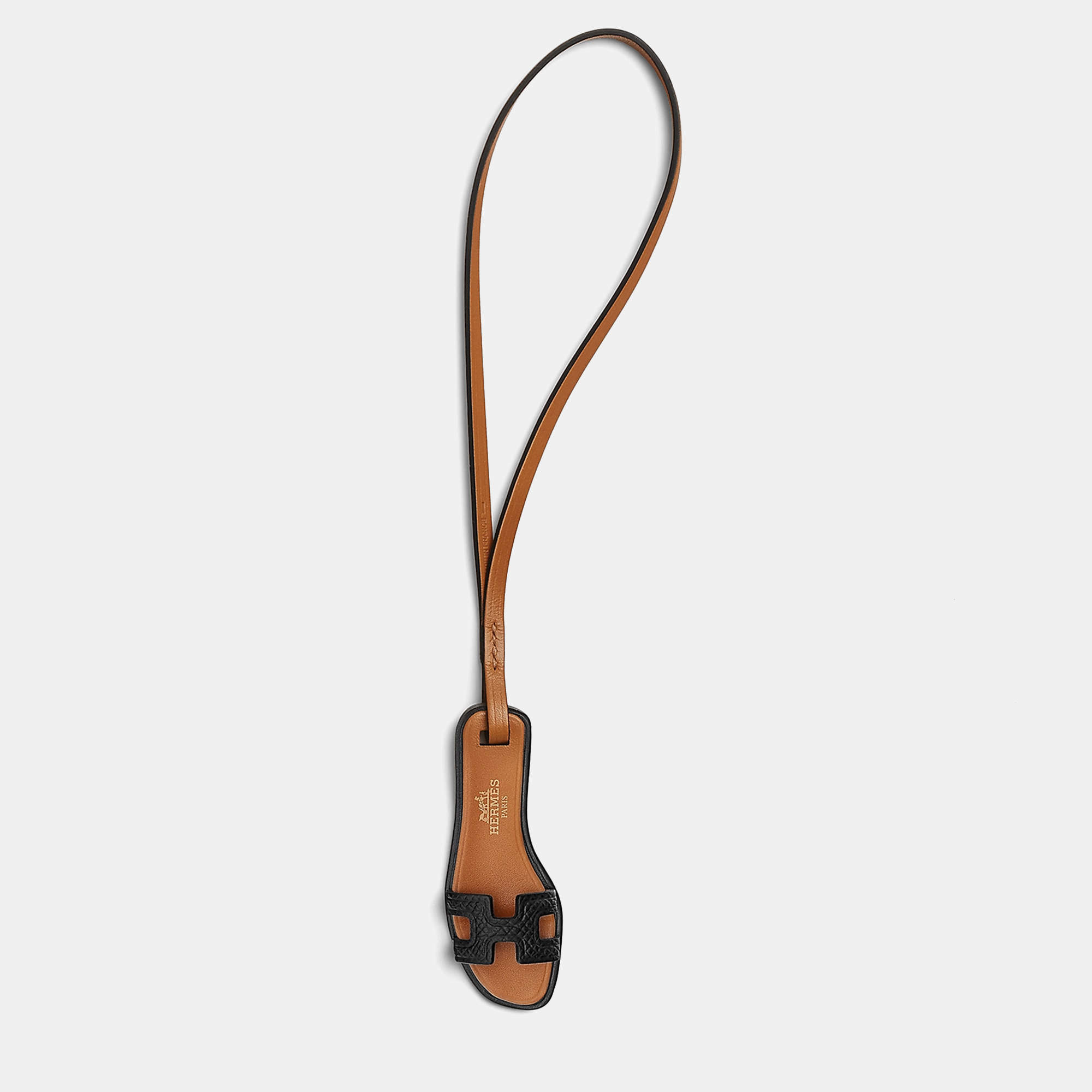 Hermes Black, Natural, Sand, Black Oran Nano Bag Charm