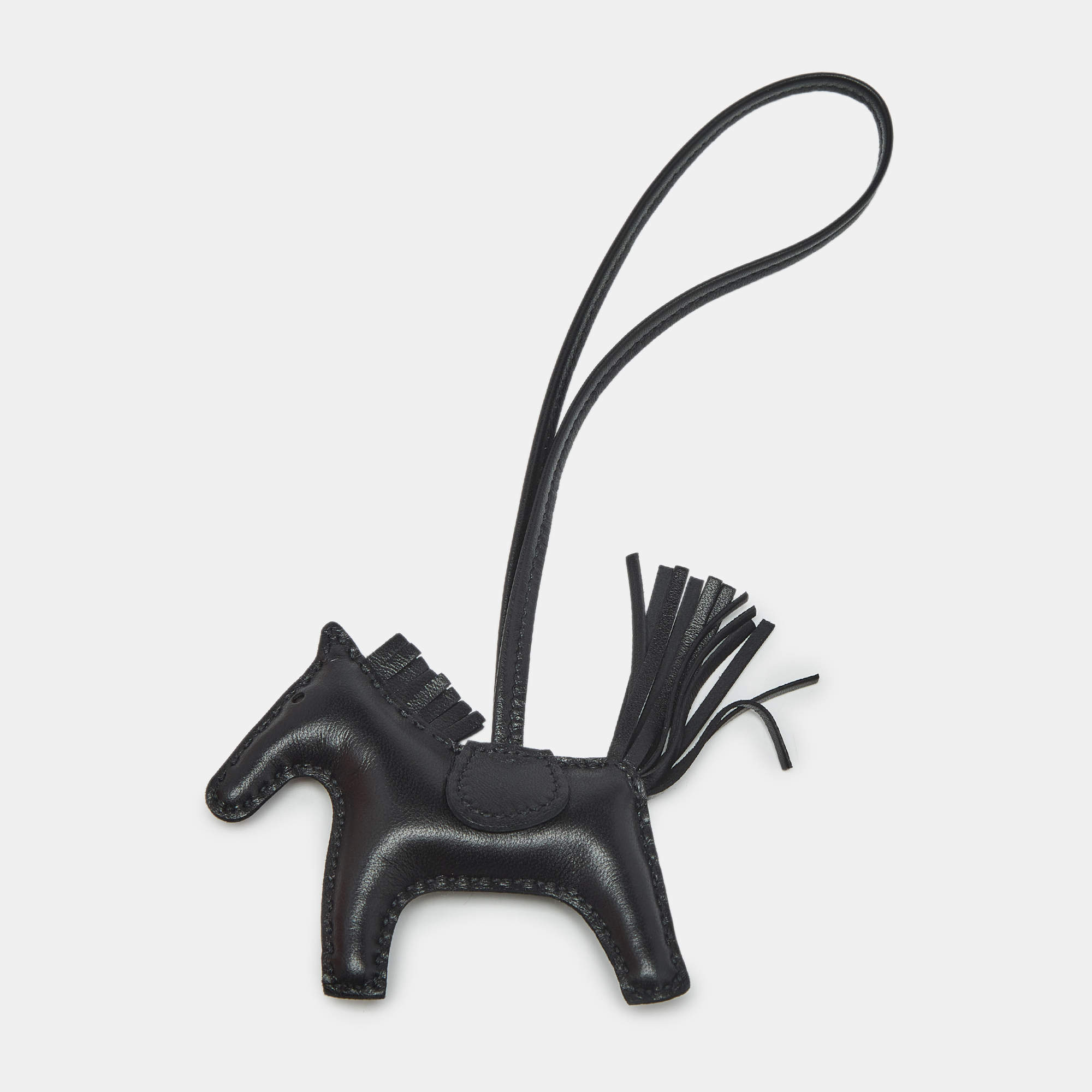 Pre Owned Hermès So Black Milo Leather GriGri Rodeo Bag Charm PM