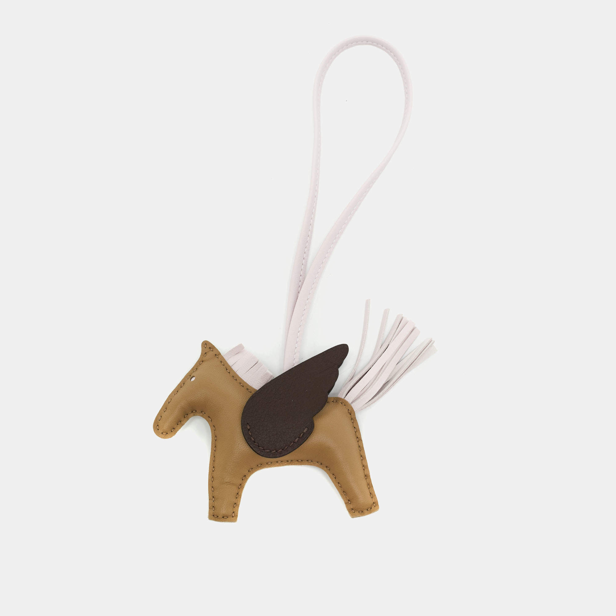 Pre Owned Hermès Beige Marfa/ Mauve Pale/ Mokas Milo Leather GriGri Rodeo Pegase Bag Charm PM