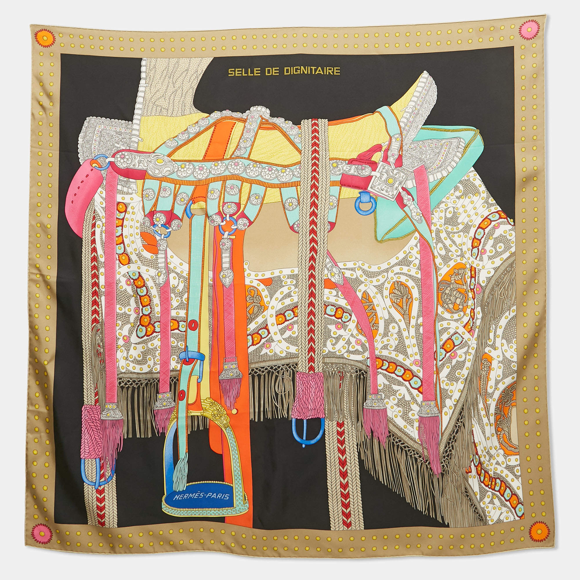 Pre Owned Hermès Multicolor Silk Selle De Dignitaire Scarf