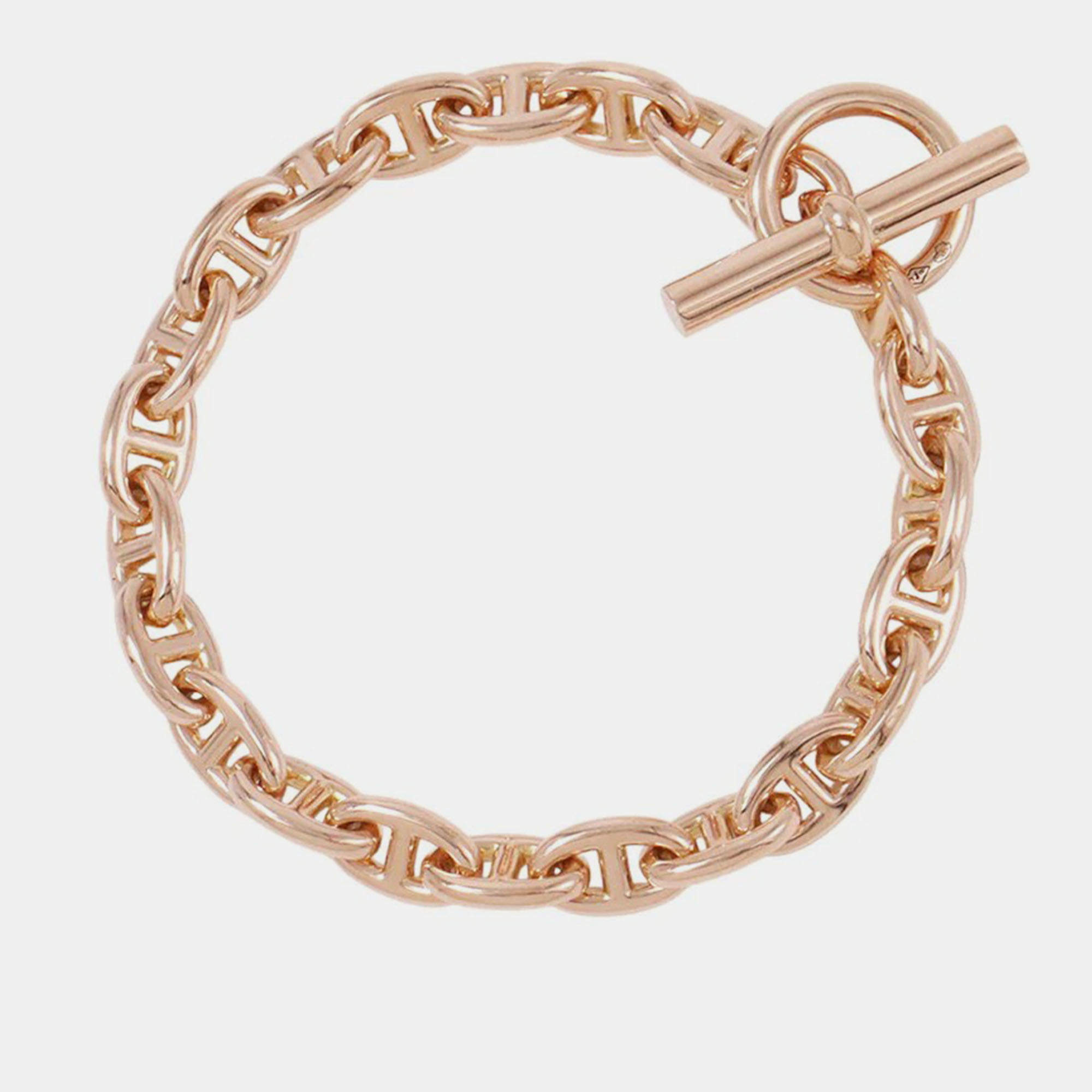 Pre Owned Hermes Chaine D'Ancre Bracelet 22 Frames Size Tpm 18K Pink Gold