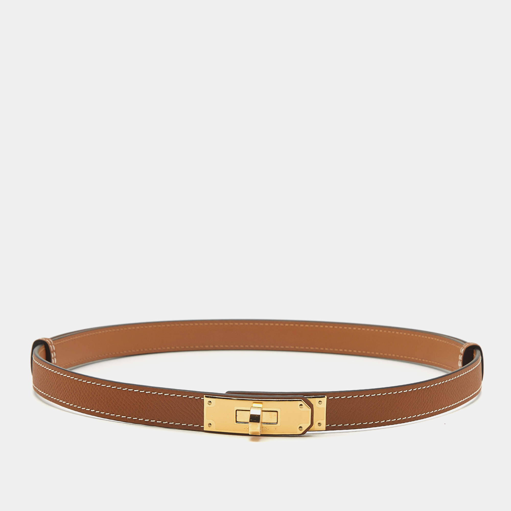 Pre Owned حزام هيرمس كيلي 18 جلد إبسوم إيتوم معدن مطلي ذهبي