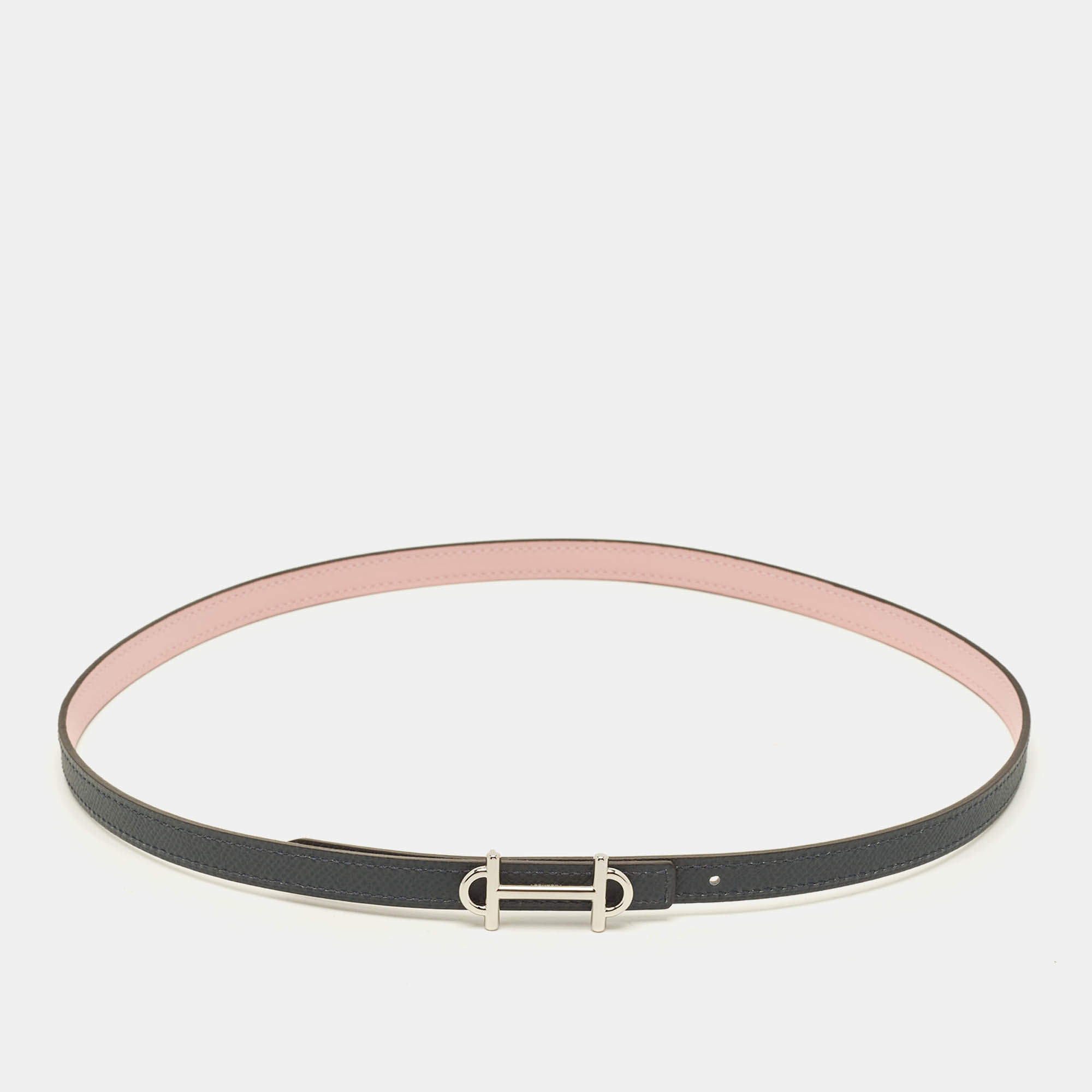 Pre Owned حزام هيرمس جاما 75 سم إبزيم قابل للعكس وردي ساكورا/رمادي ميستي جلد سويفت وإيبسوم