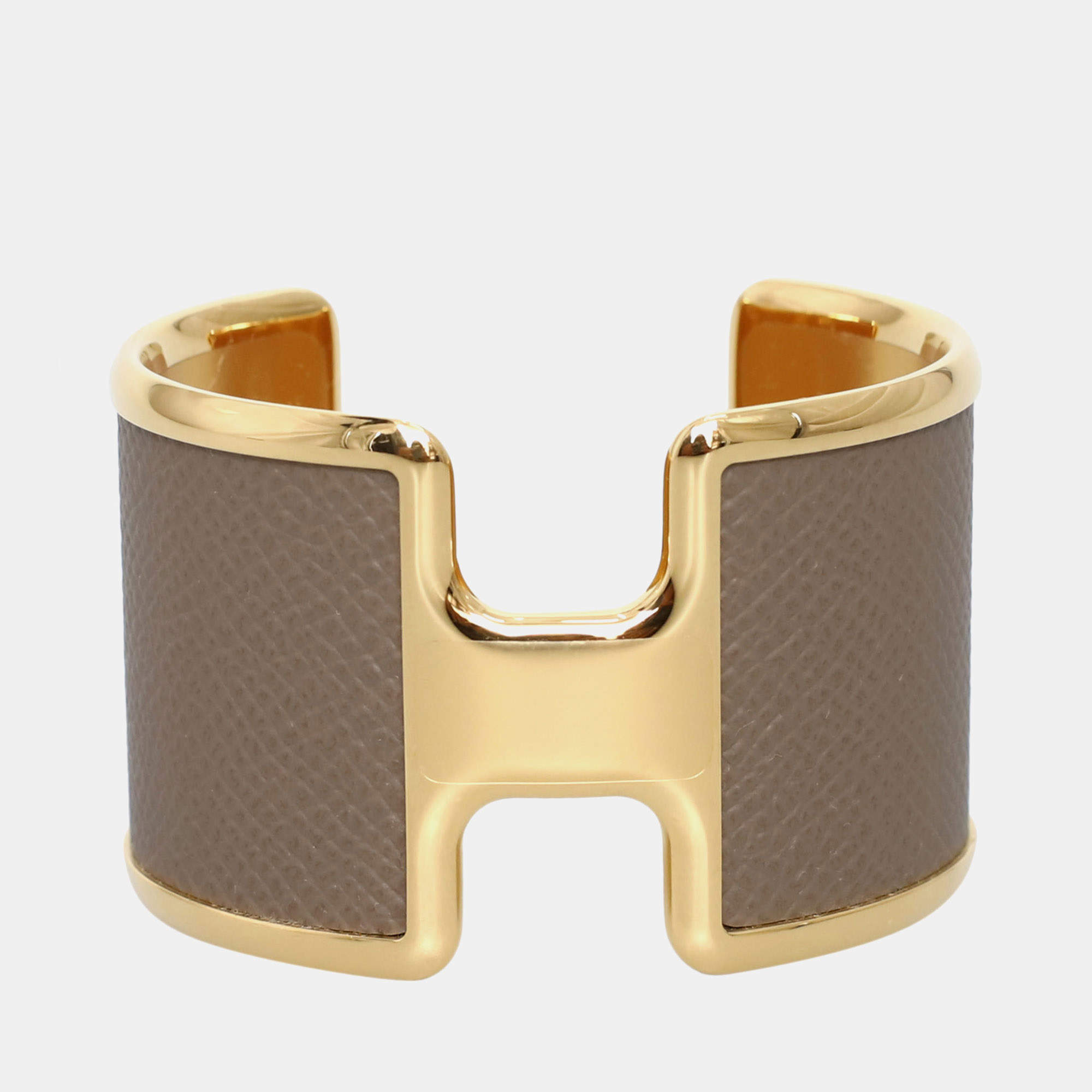 Pre Owned Hermes Olympe Epsom, Gold Cuff Bracelet