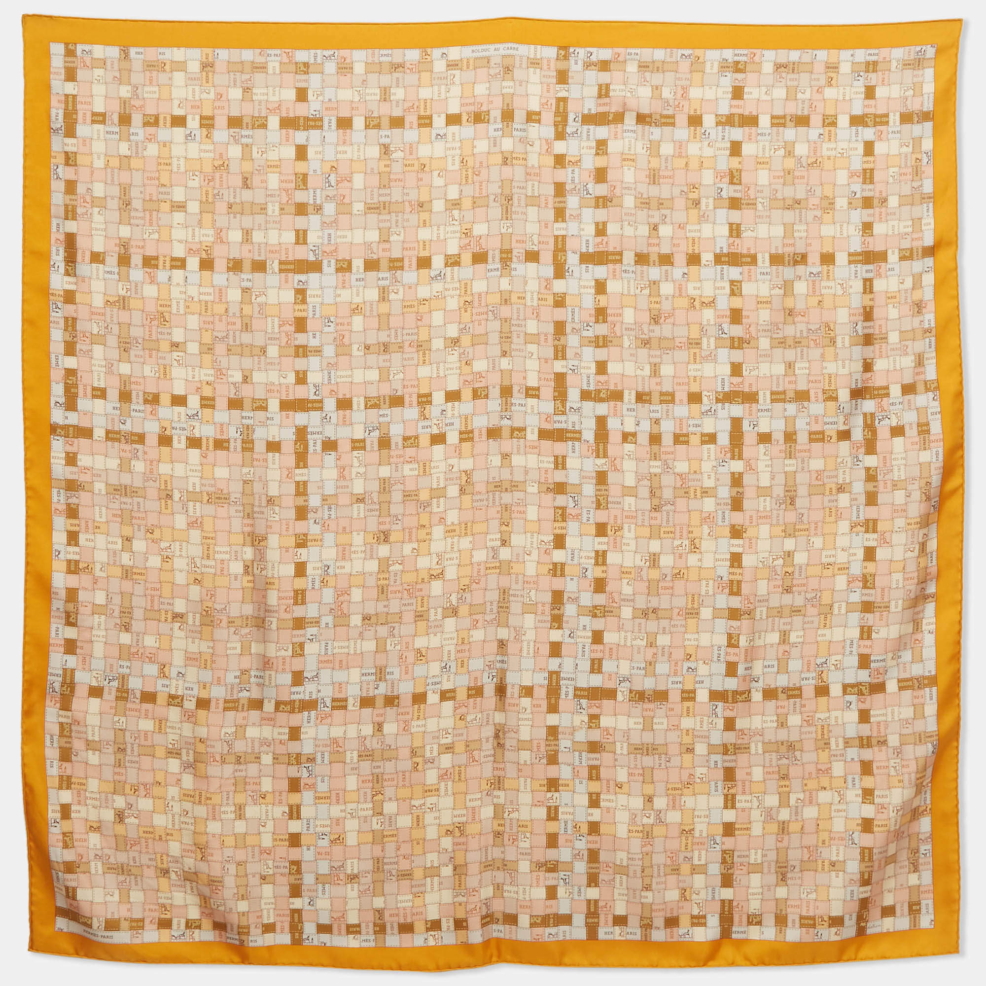 Pre Owned Hermès Yellow Bolduc au Carre Silk Scarf