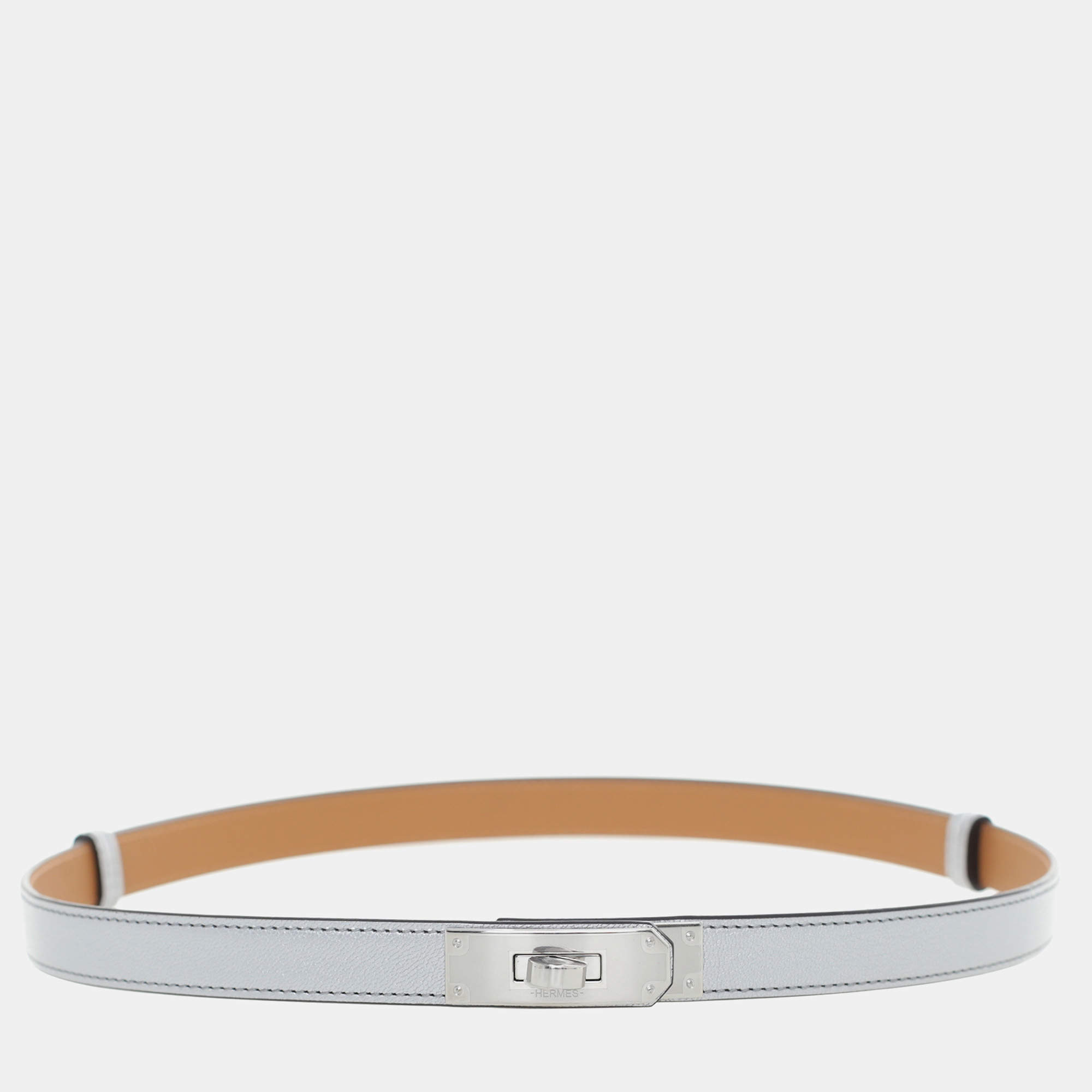 Pre Owned Hermes Goat Leather Argent Kelly 18 Belt