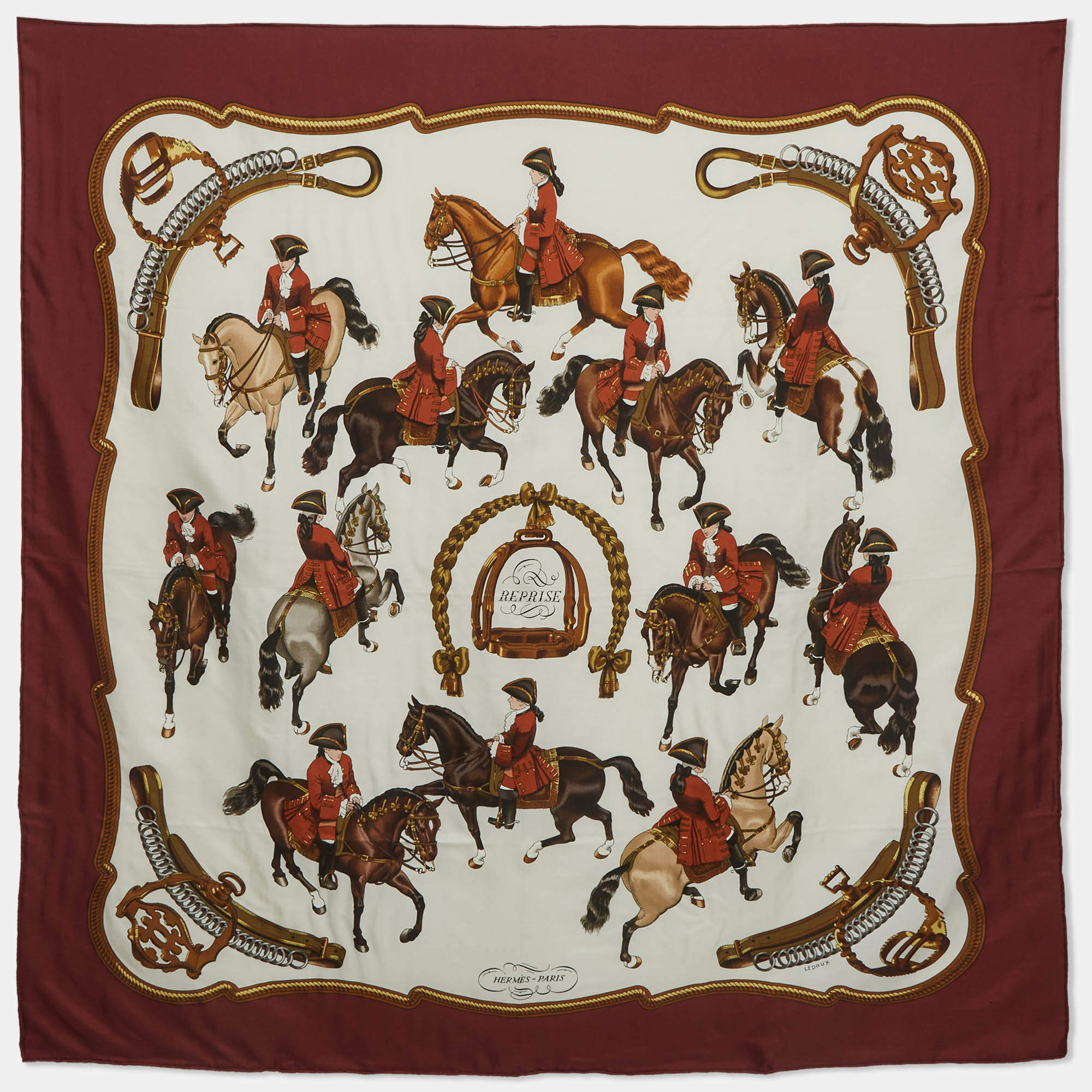 Pre Owned Hermes Multicolor Reprise 90 Silk Scarf
