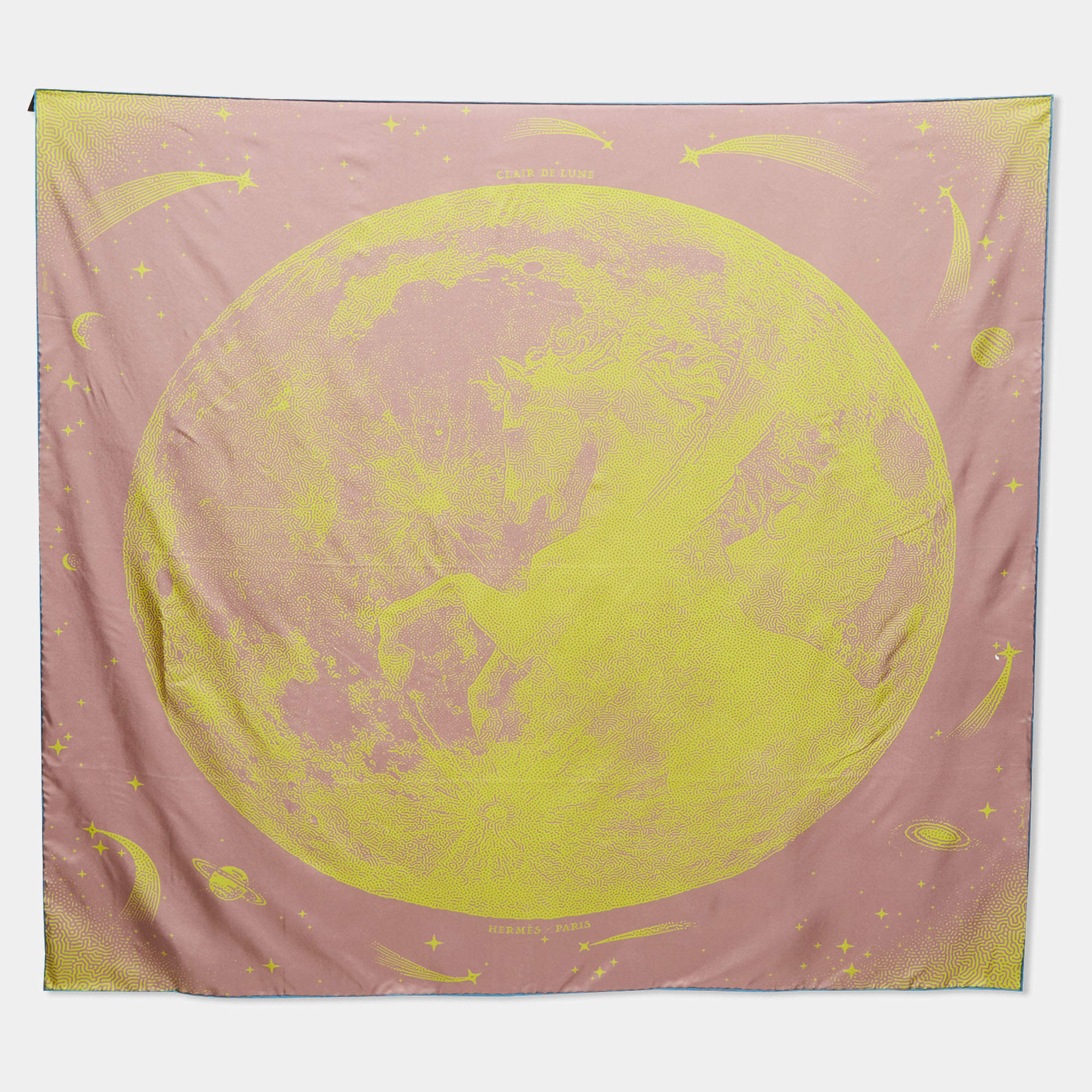Pre Owned Hermès Blue/Pink Silk Clair de Lune Double Face Scarf 90