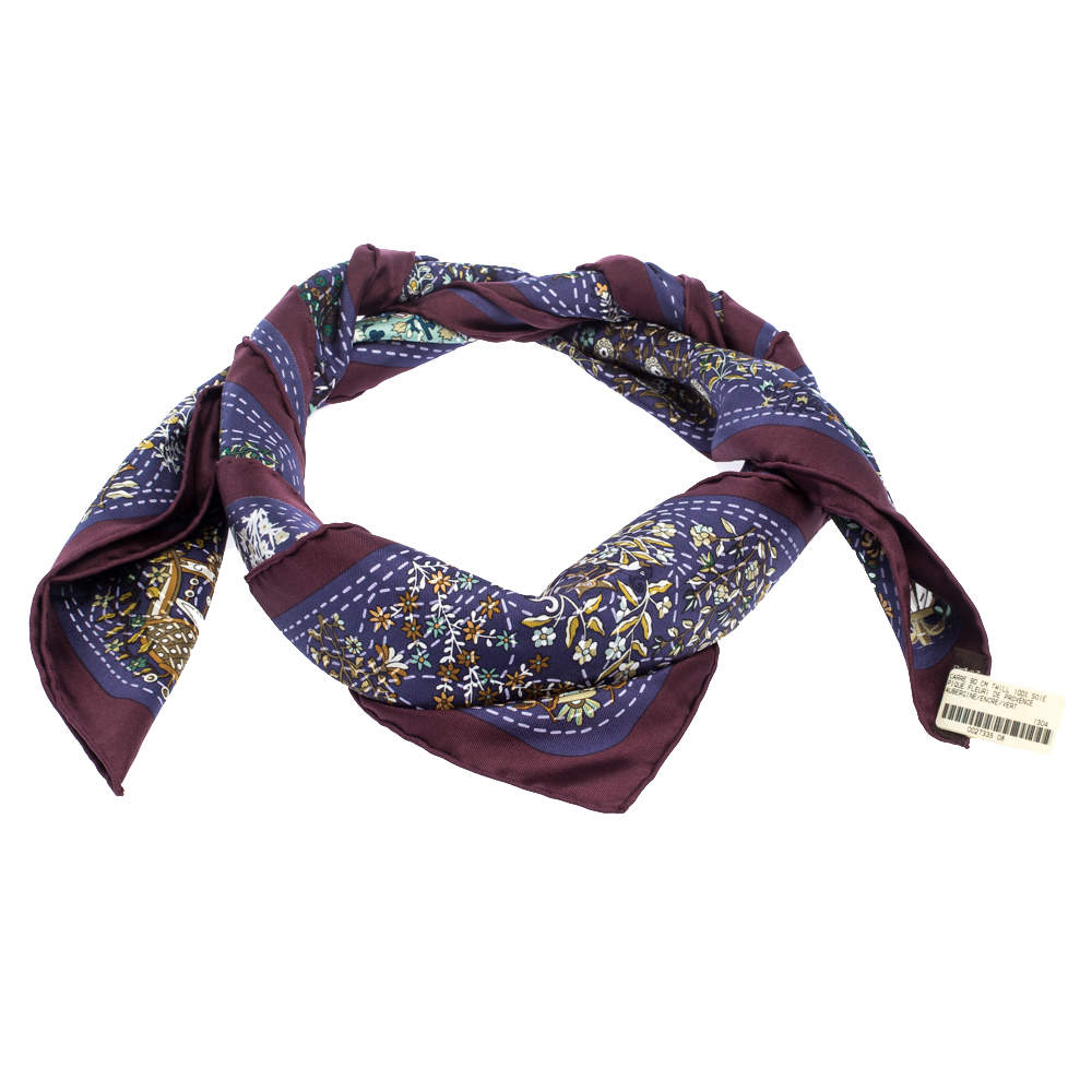 Pre Owned Hermes Multicolor Pique Fleuri De Provence Print Silk Scarf