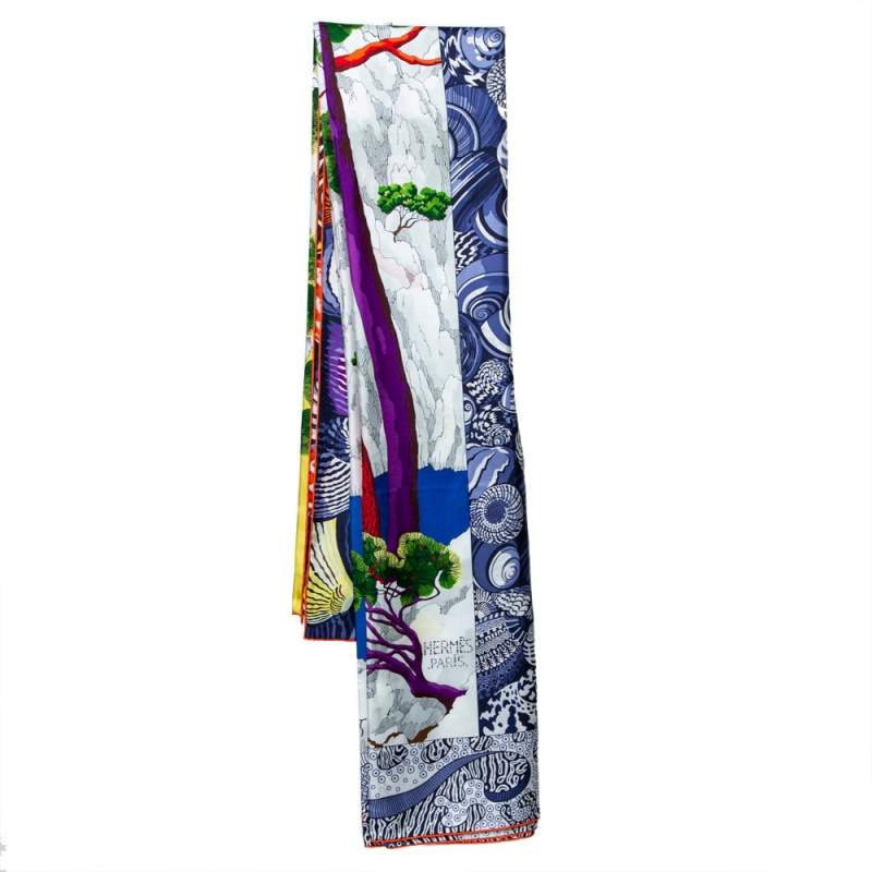 Pre Owned Hermés Multicolor Sieste au Paradis Silk Giant Scarf