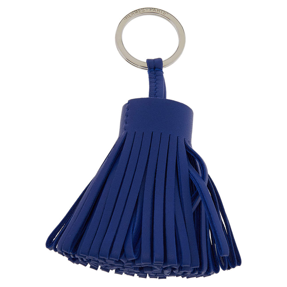 Pre Owned Hermes Blue Leather Carmen Tassel Key Ring