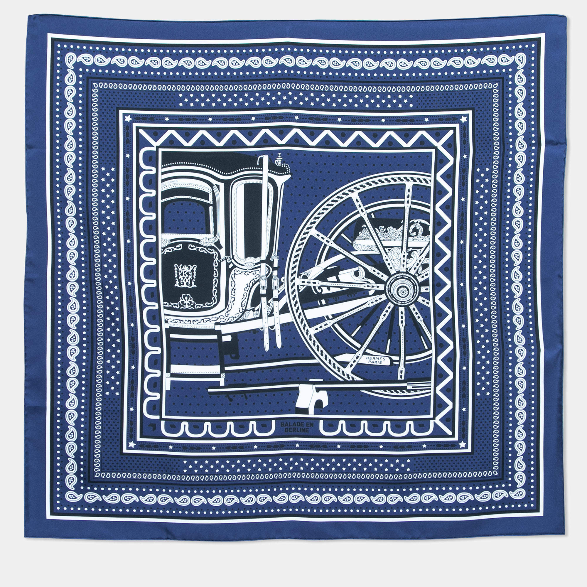 Hermes Blue Balade En Berline Silk Bandana Scarf Hermes | TLC