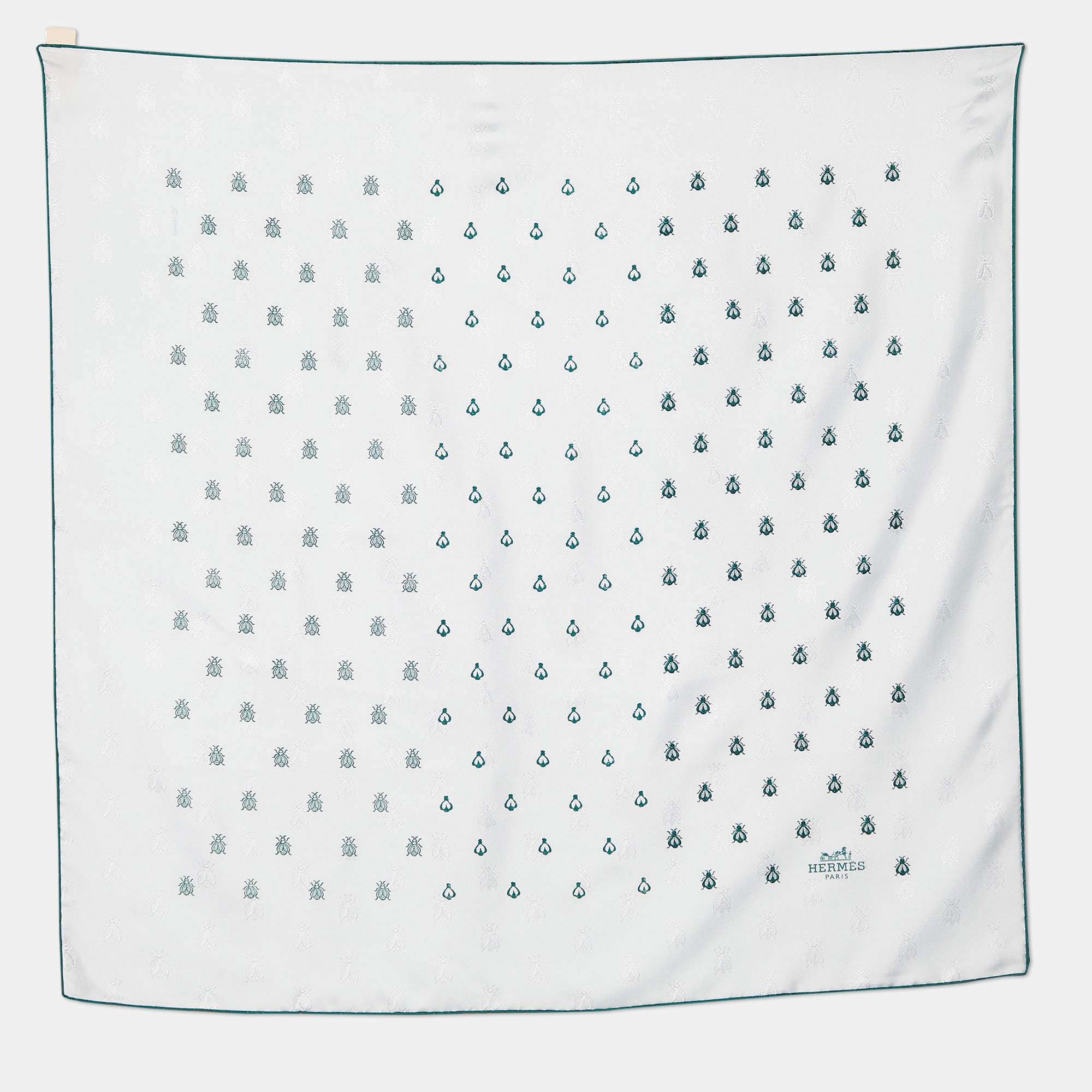 Hermes Light Blue Bee Printed Silk Square Scarf