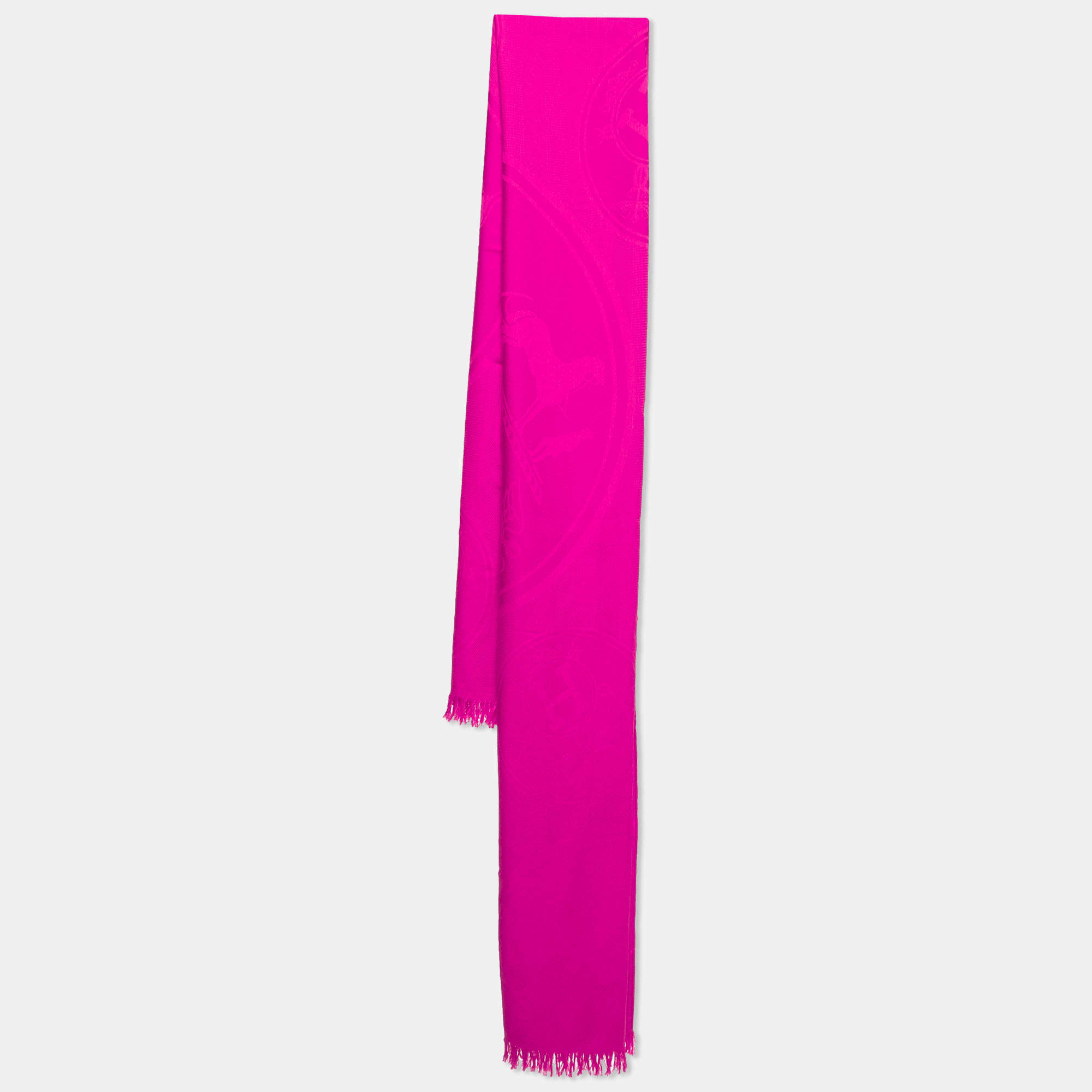 Pre Owned Hermès  Rose Indien Confettis d'Ex-Libris Cashmere Silk Stole