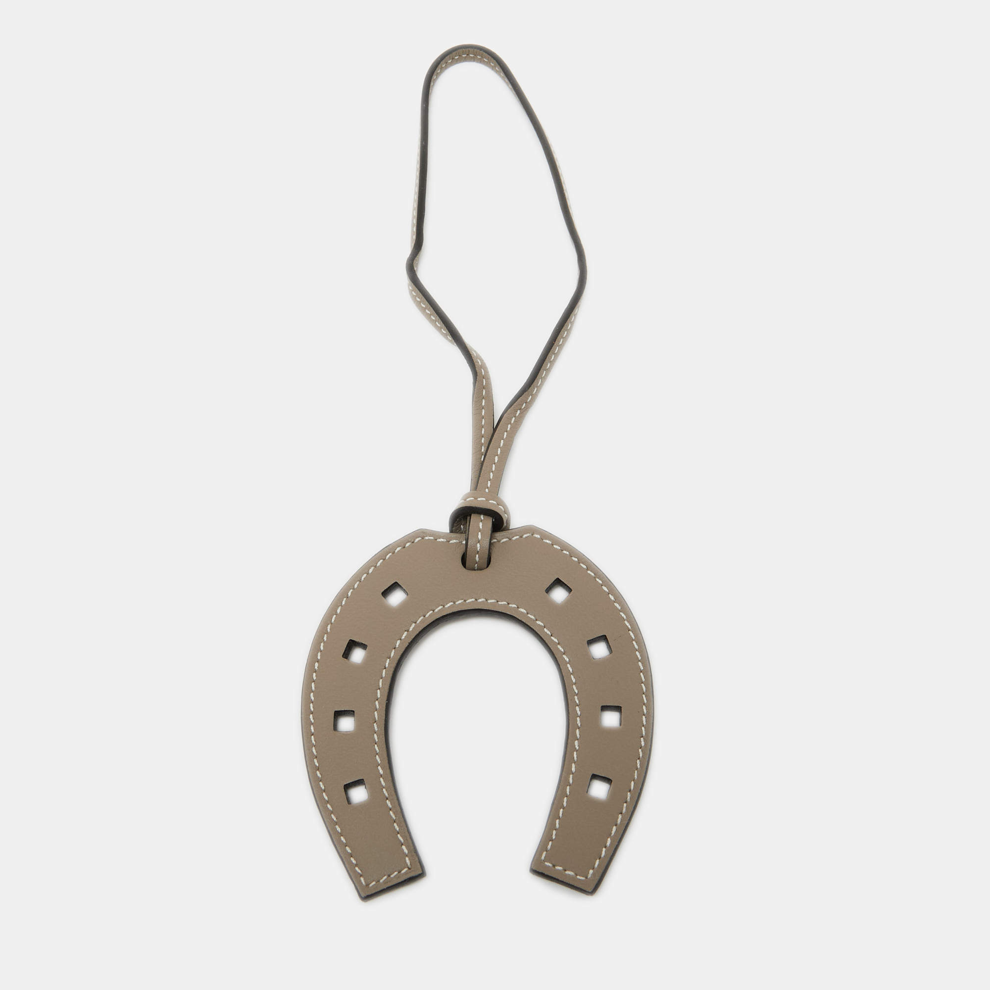 Hermès Gris Asphalt Swift Leather Paddock Fer a Cheval Bag Charm
