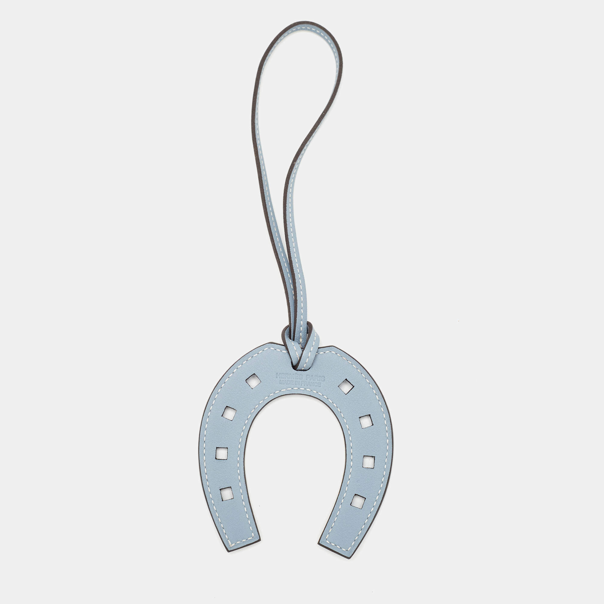 Hermès Bleu Lin Swift Leather Paddock Fer a Cheval Bag Charm