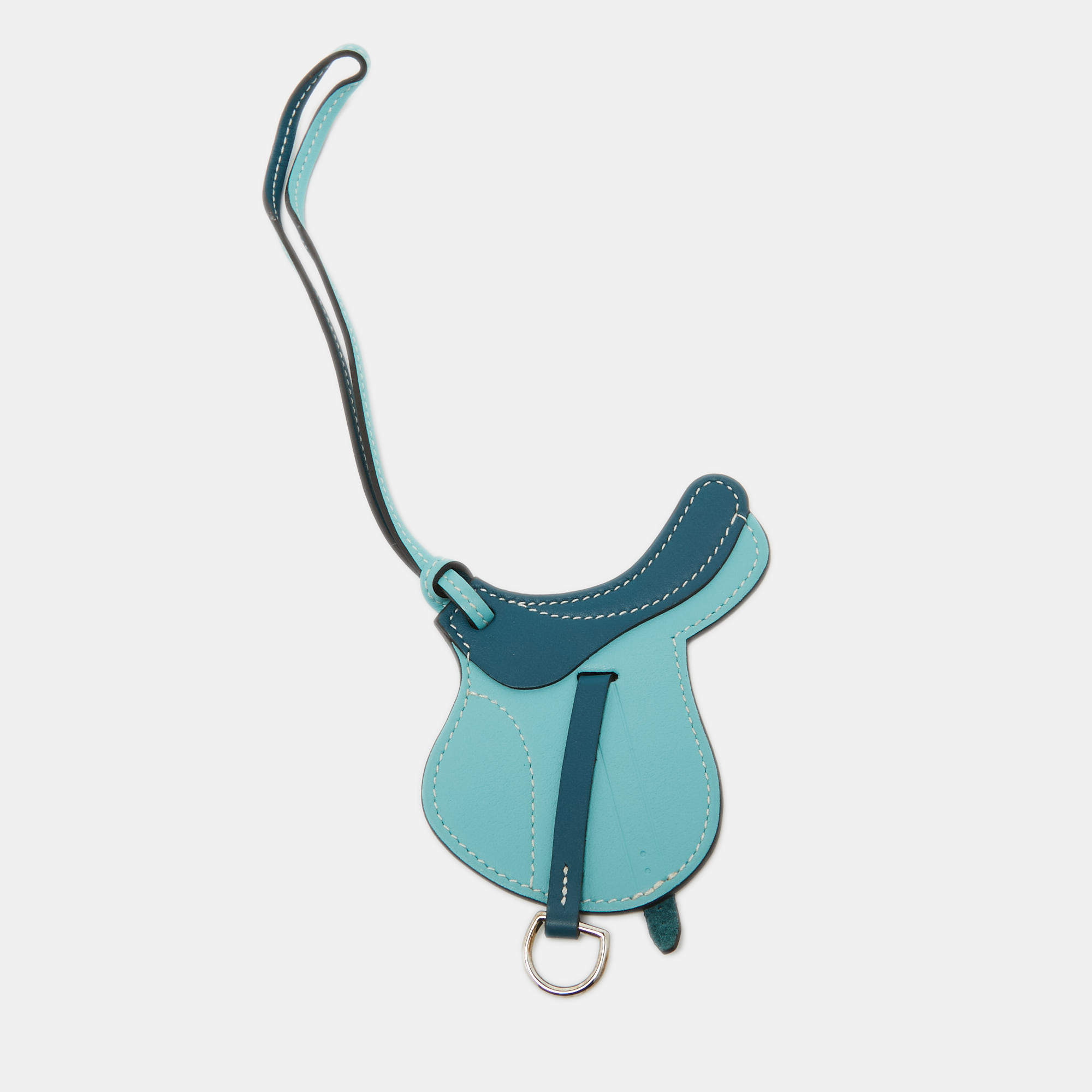 Hermès Bleu Atoll/Colvert Swift Leather Paddock Selle Horse Saddle Bag Charm