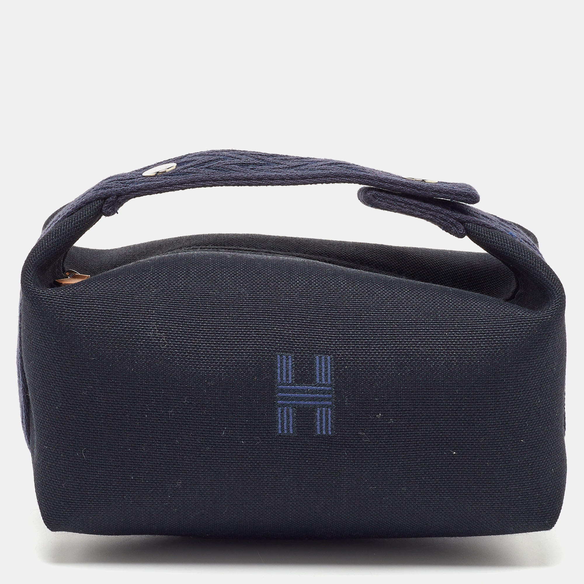Hermes Bleu Nuit Canvas Small Bride-A-Brac Pouch