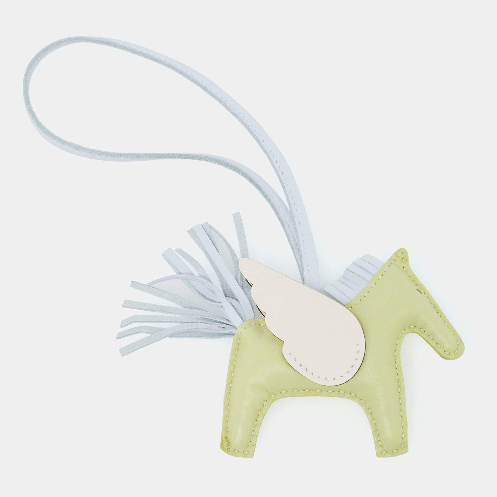 Pre Owned Hermes Jaune Bourgeon/Bleu Brume Milo Leather GriGri Rodeo Pegase Bag Charm PM