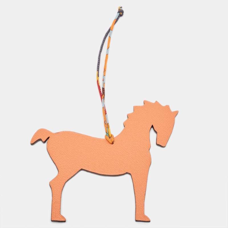 Hermès Mango/Iris Epsom and Togo Leather Petit H Horse Bag Charm