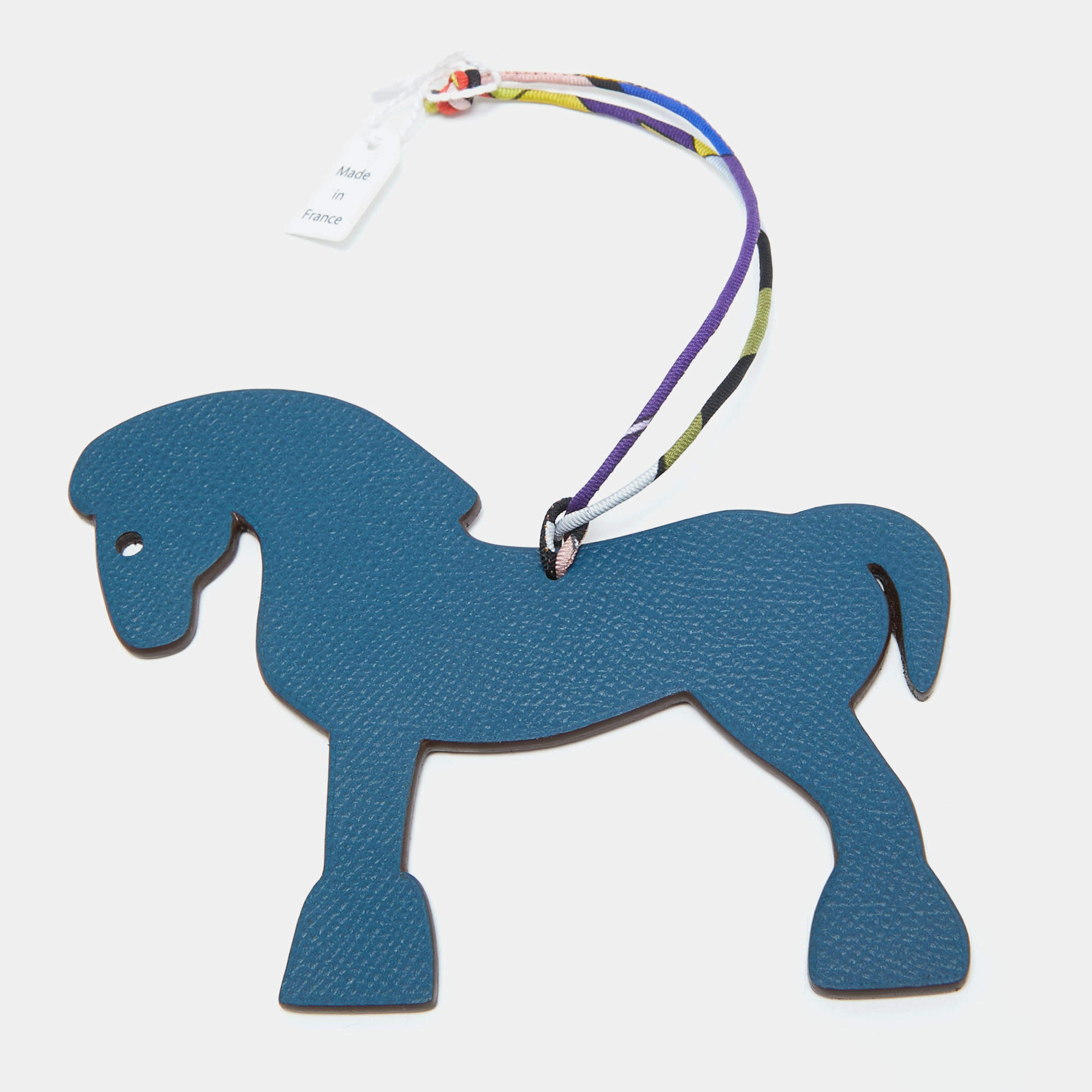 Pre Owned Hermès Colvert/Anemone Epsom and Togo Leather Petit H Hermy Horse Bag Charm