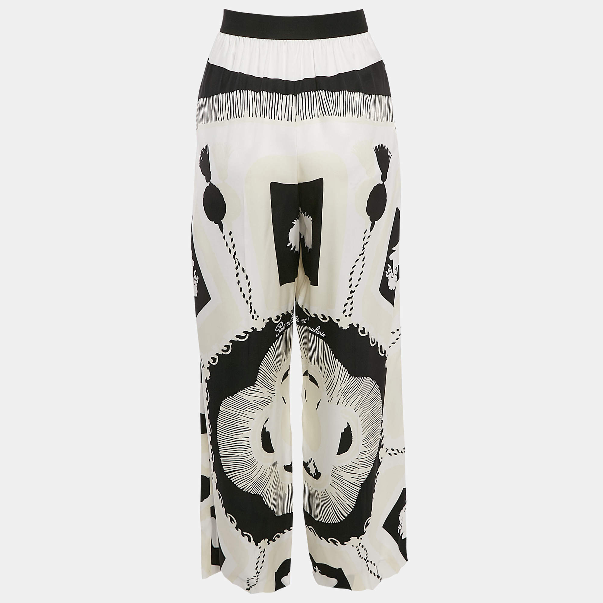 Hermès Multicolor Printed Silk Wide Leg Trousers M