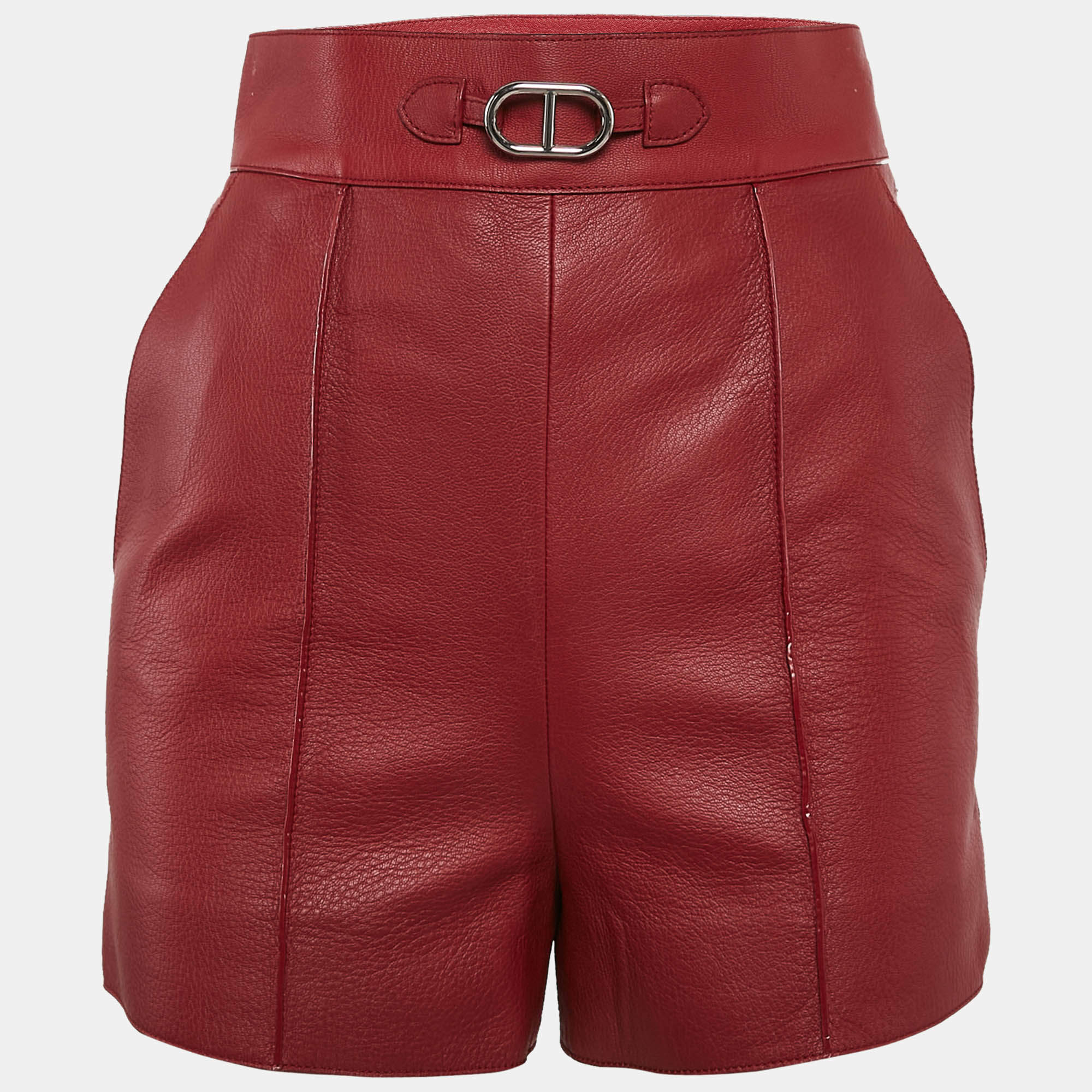 Hermès Rouge Cardinal Red Leather Shorts S