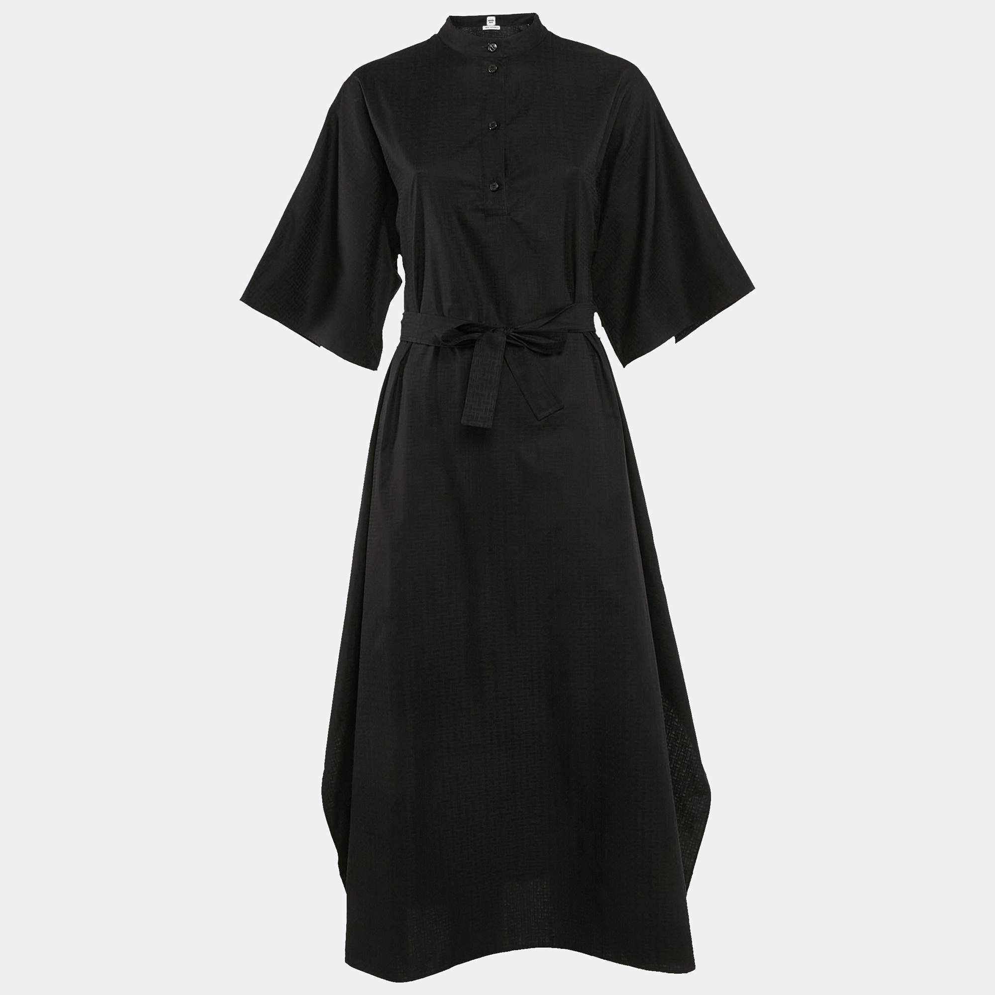 Pre Owned Hermès Black Cotton Mosaique Prairie Maxi Dress S