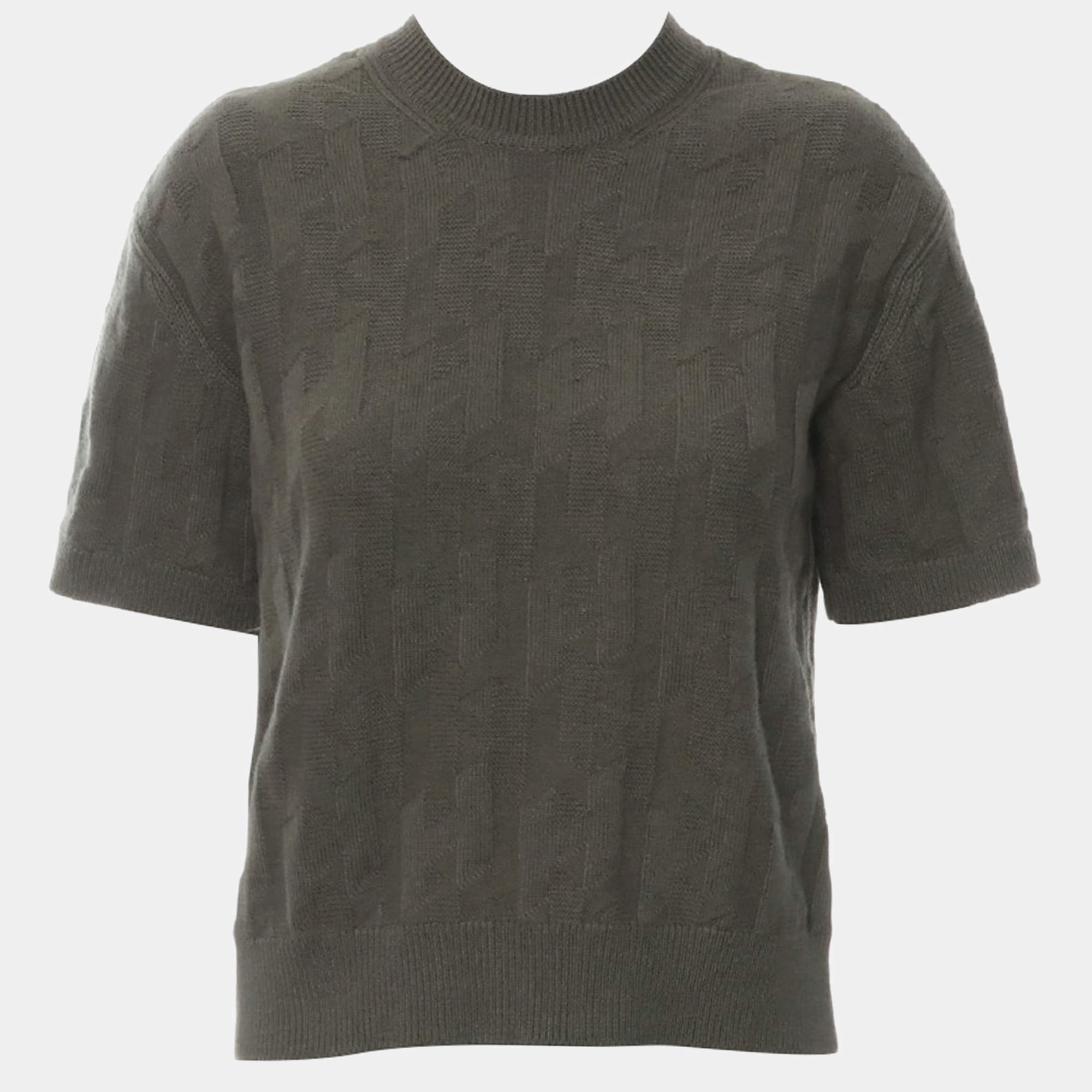 Hermes Gris Etoupe "H" Knitted Top S