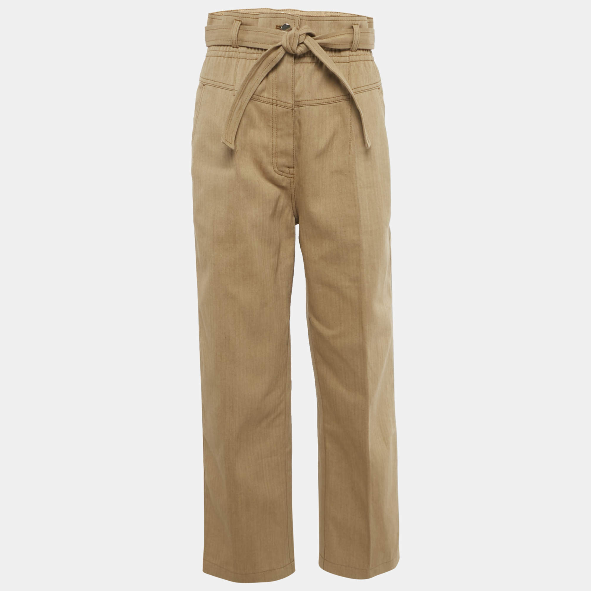 مملوكة مسبقًا بنطلون هيرميس دنيم شيفرون بيج كاروت مقاس وسط (ميديم)