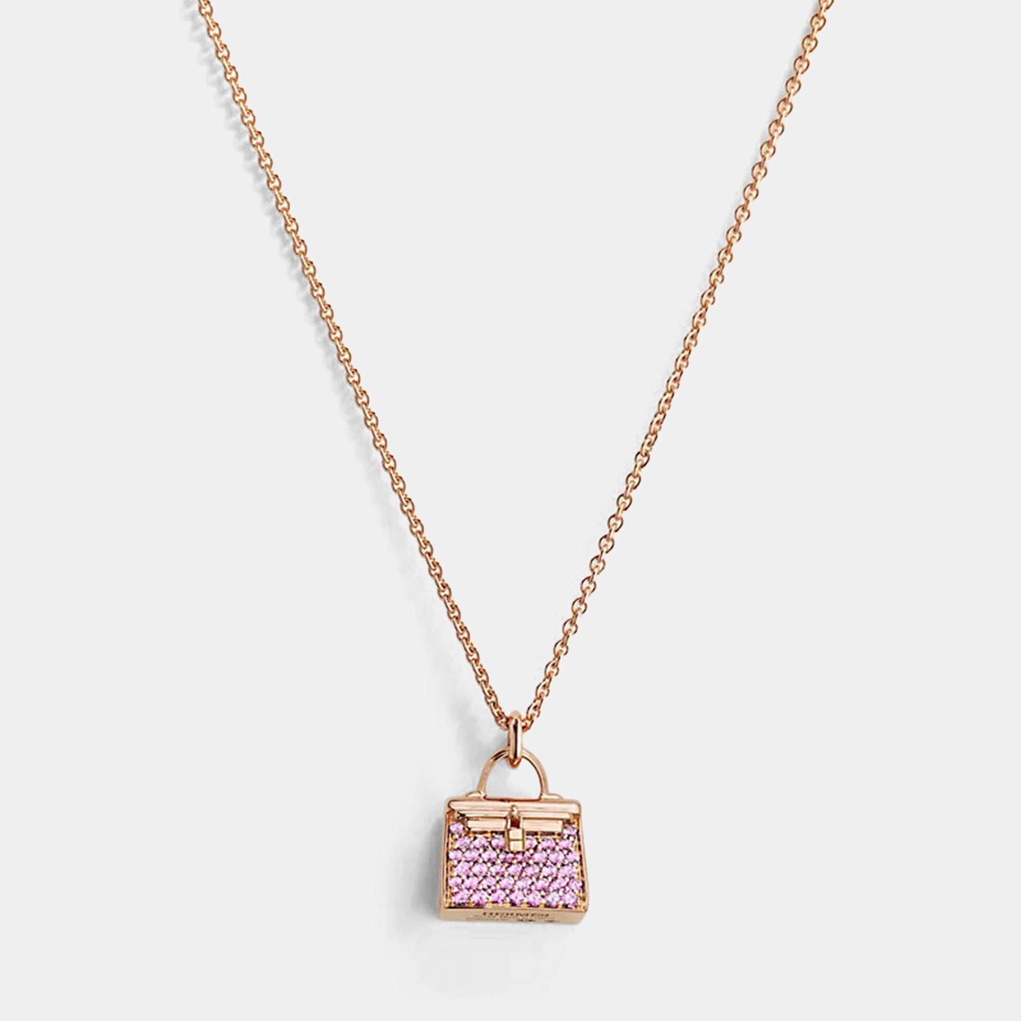 مملوكة مسبقًا Hermes Amulettes Kelly Pendant 38 Pink Gold 