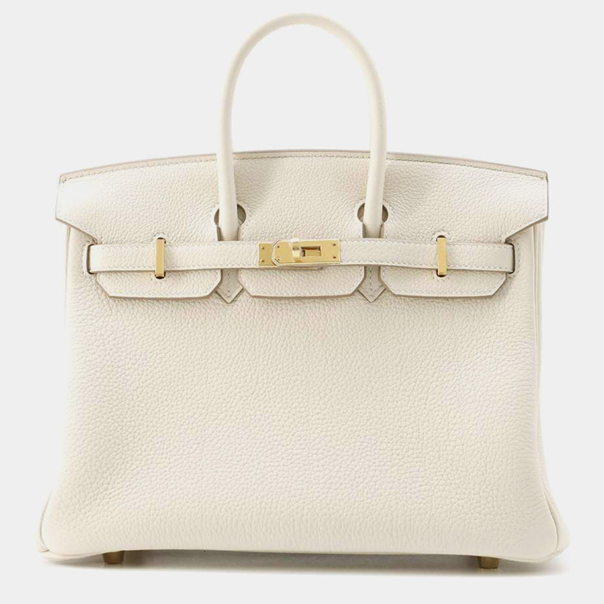 Hermes Craie Togo Leather Birkin 25 Tote Bag