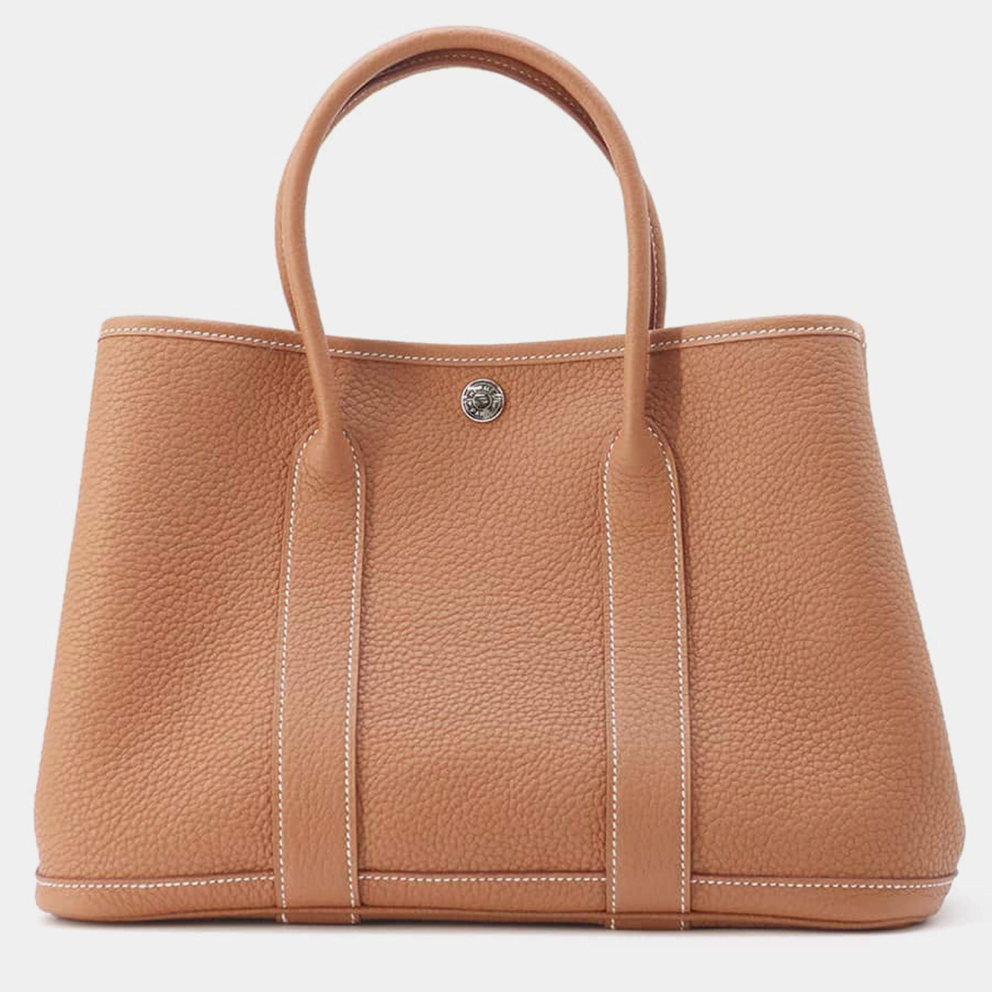 Hermes Gold Negonda Leather TPM Garden Party Tote Bag