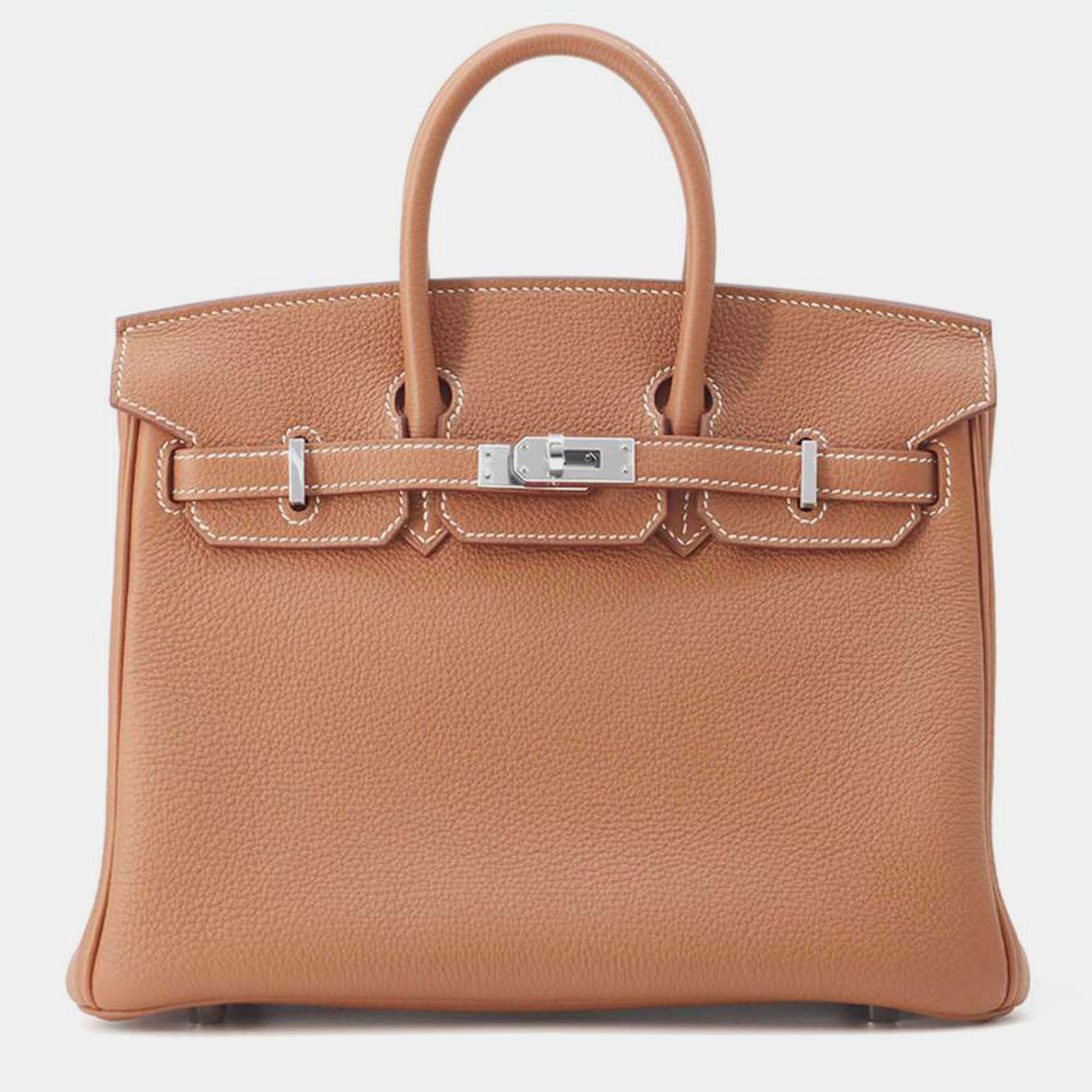 Hermes Gold Togo Leather Birkin 25 Tote Bag