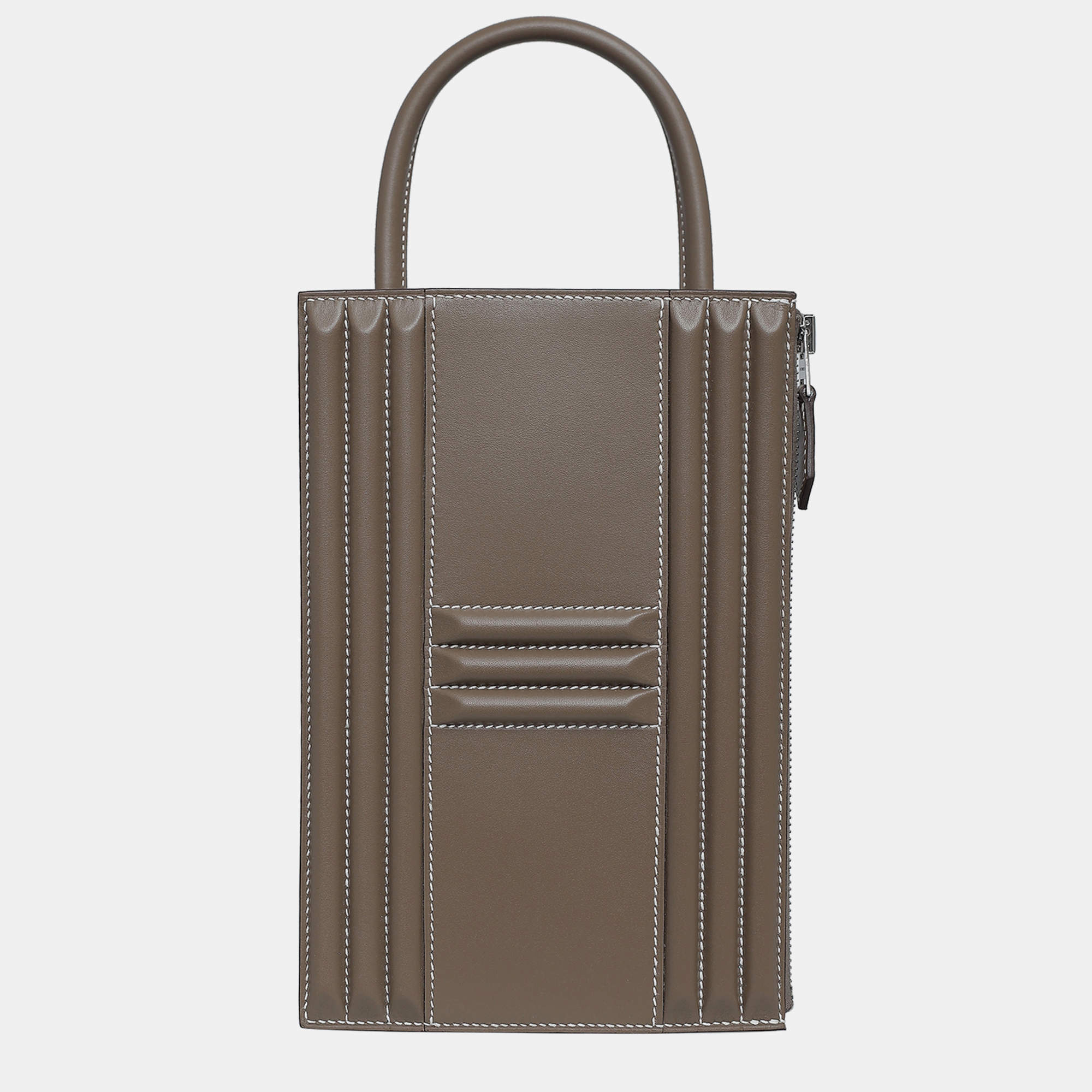 Hermes Etoupe Tadelakt Leather H Cadena Lock Bag